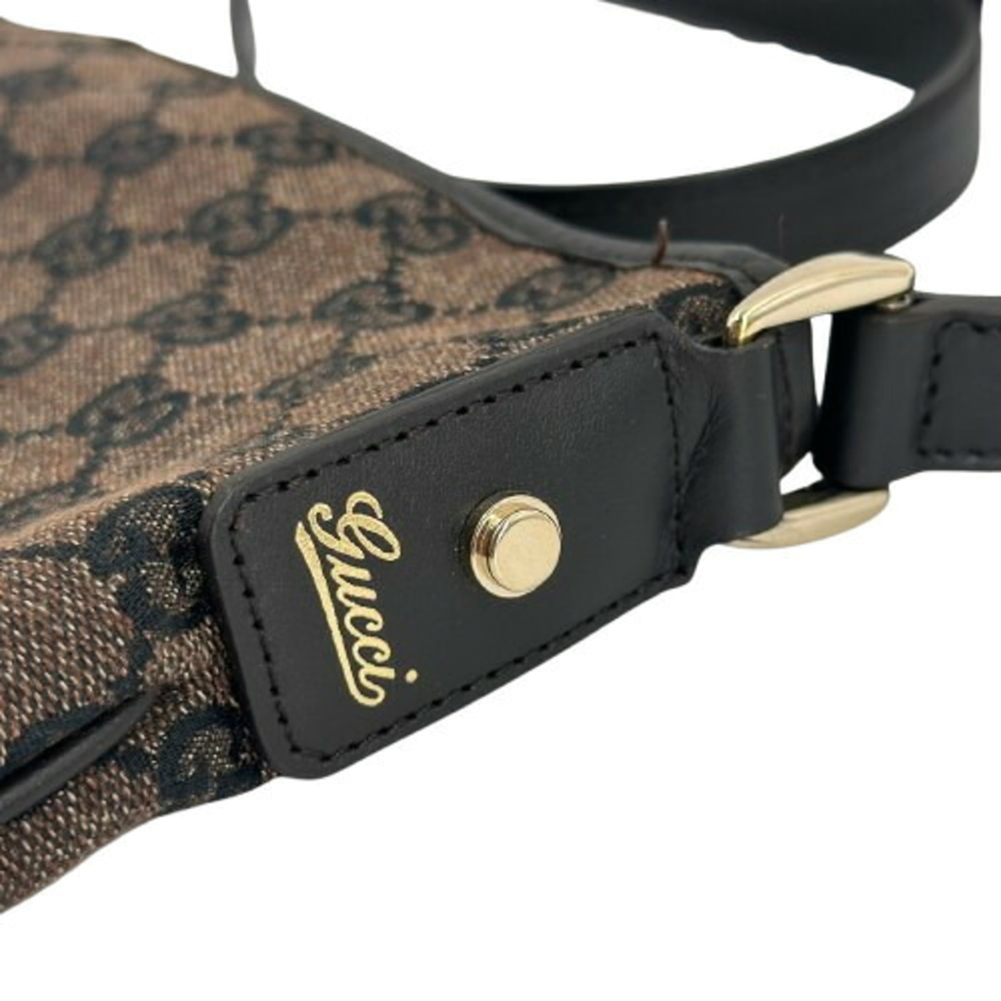 Gucci Abbey Brown Gg Canvas Leather Shoulder Bag (Pre-Owned)