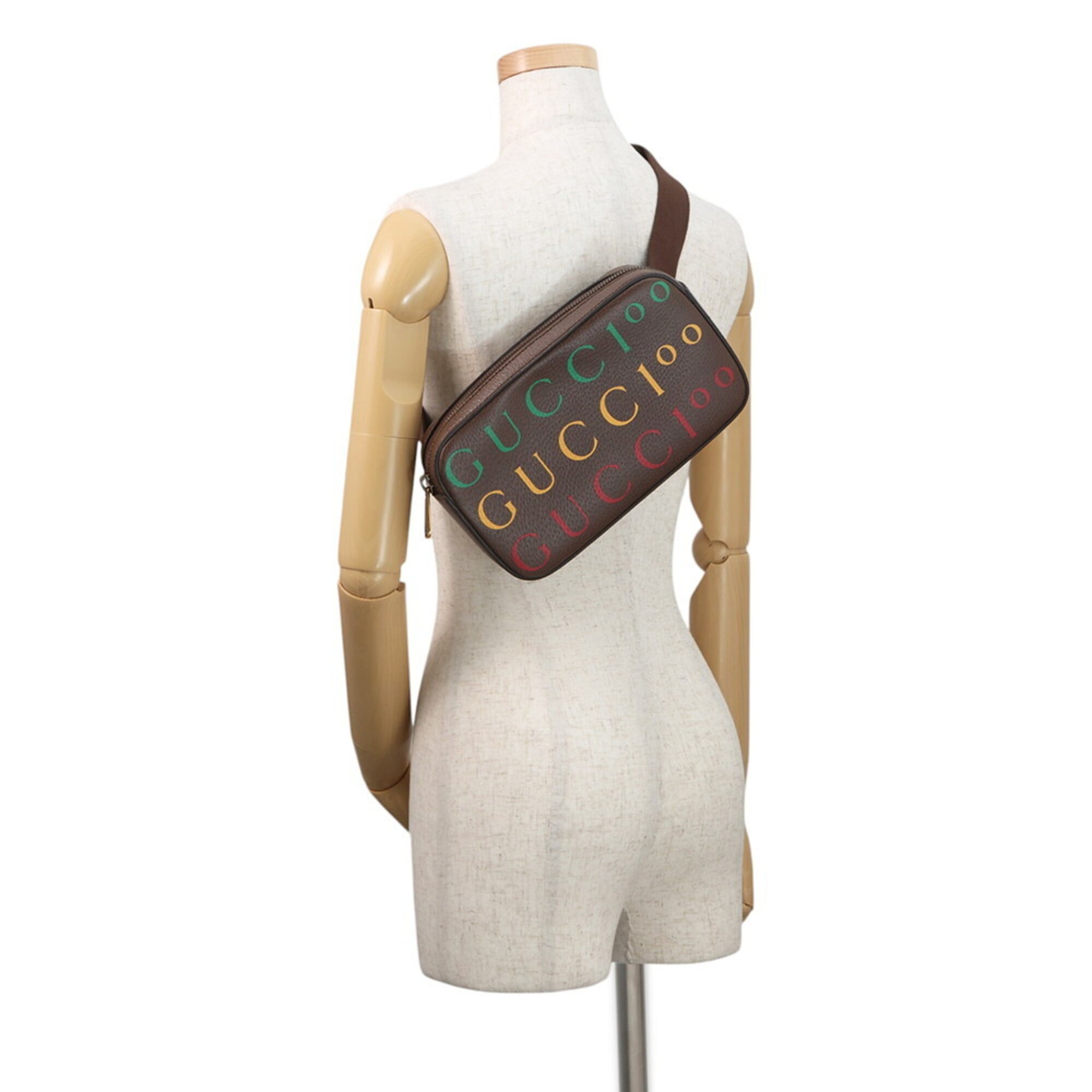 Gucci Brown Multi-Color Leather Handbag Pouch Sling Bag (Pre-Owned)