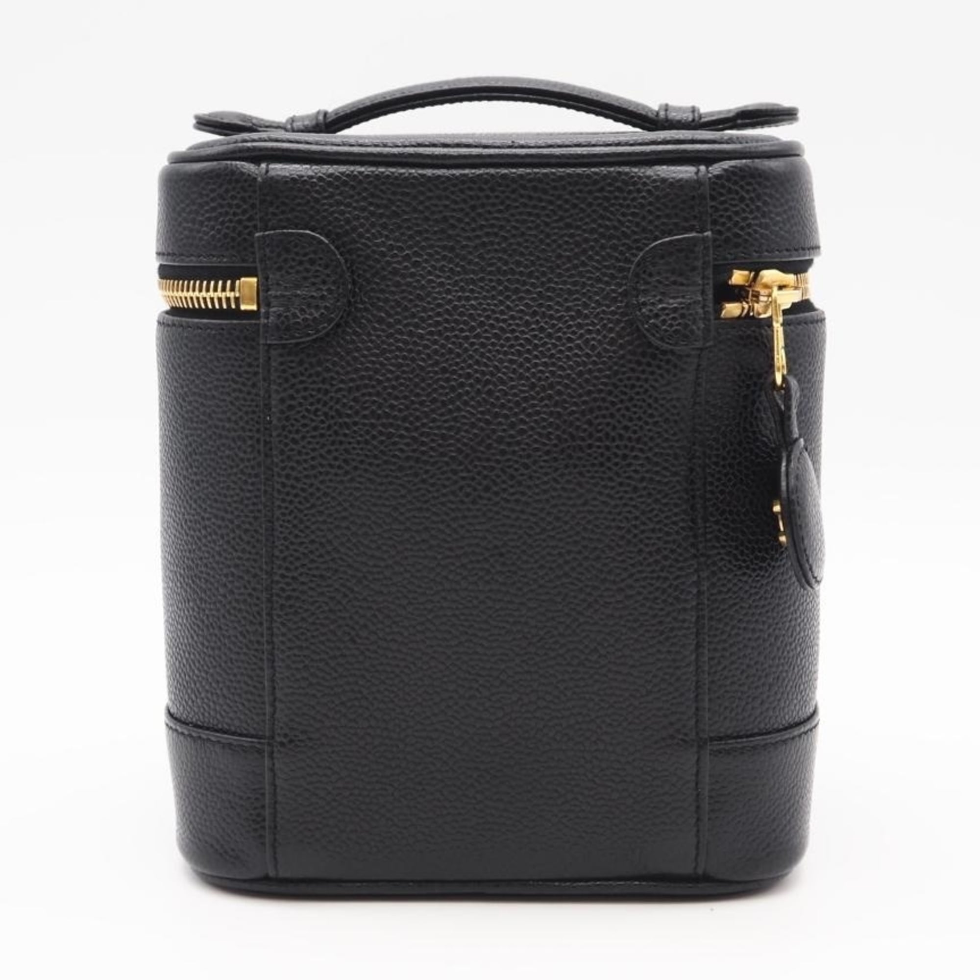Chanel Black Leather Handbag Vanity Bag (Pre-Owned)