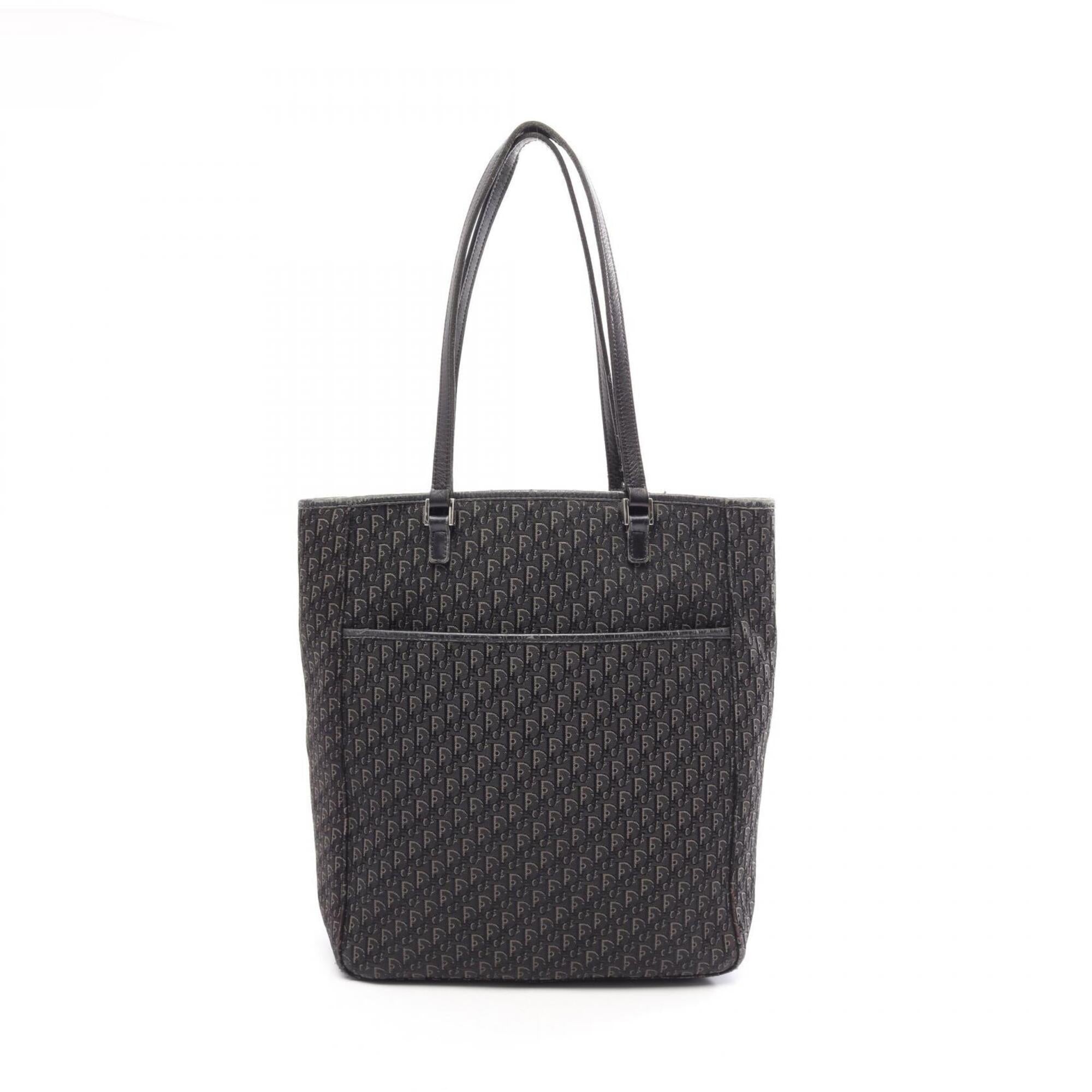 Christian Dior Black Canvas Leather Handbag Tote Bag (Pre-Owned)
