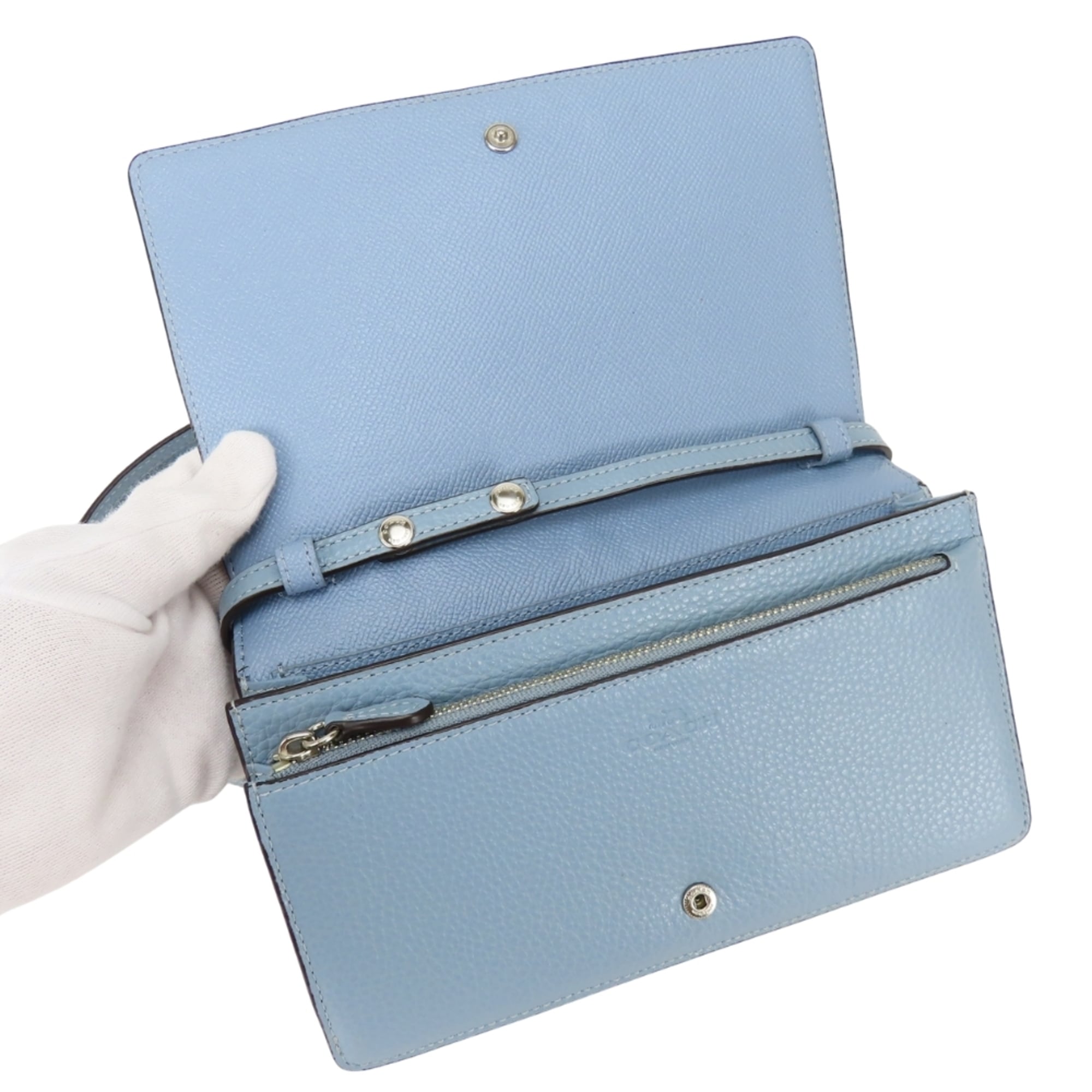 Coach Blue Leather Chain/Shoulder Wallet (Pre-Owned)