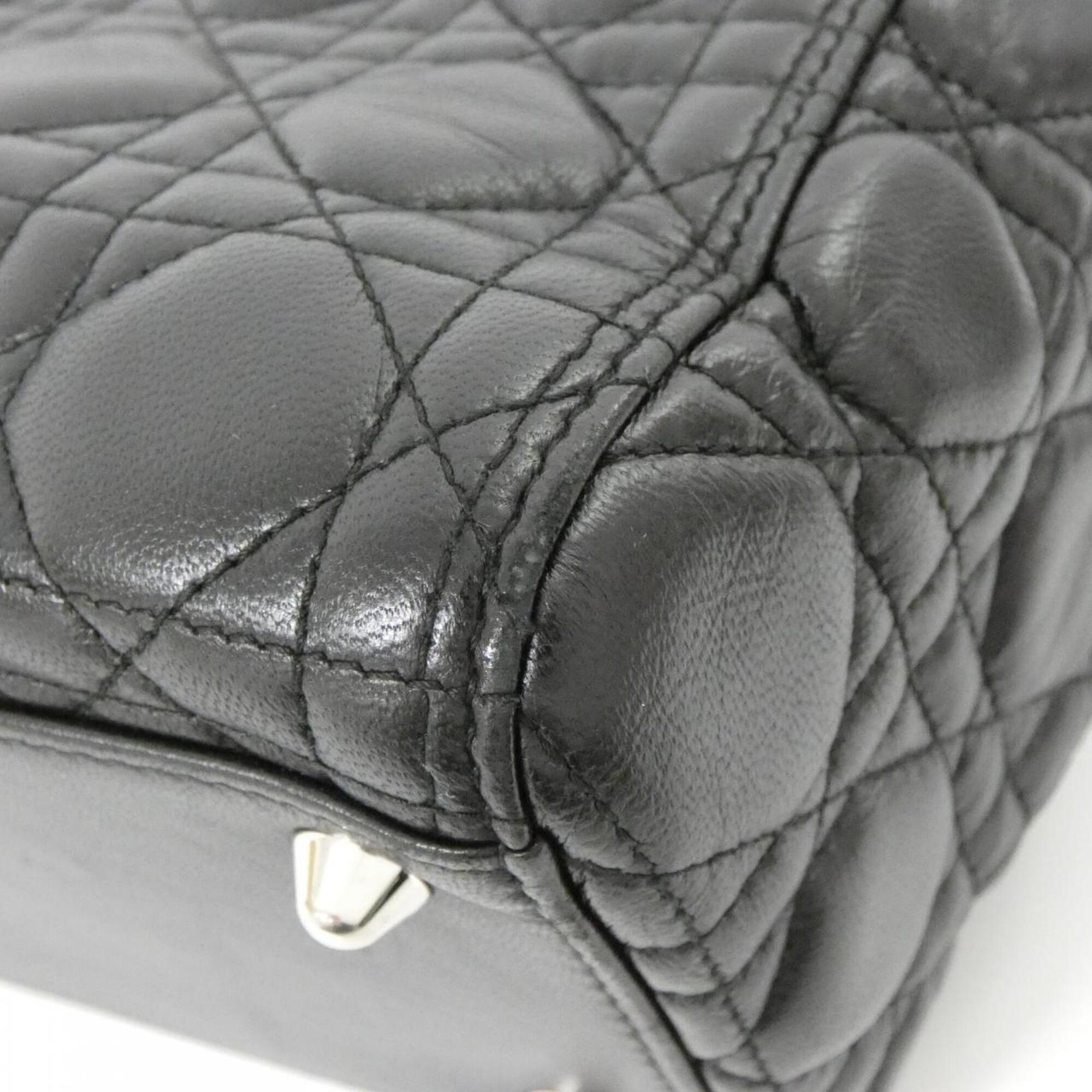 Christian Dior Lady Dior Black Leather Handbag (Pre-Owned)