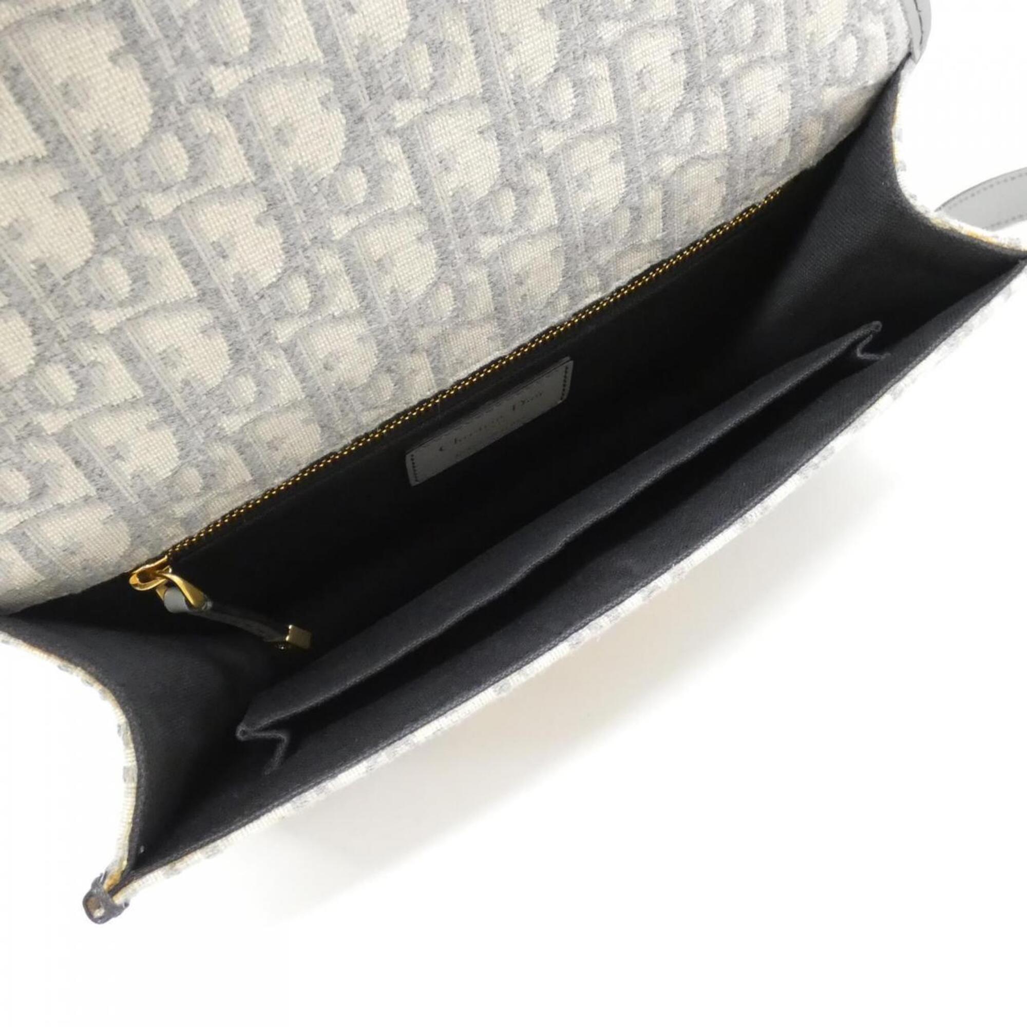 Christian Dior Gray Canvas Shoulder Bag (Pre-Owned)