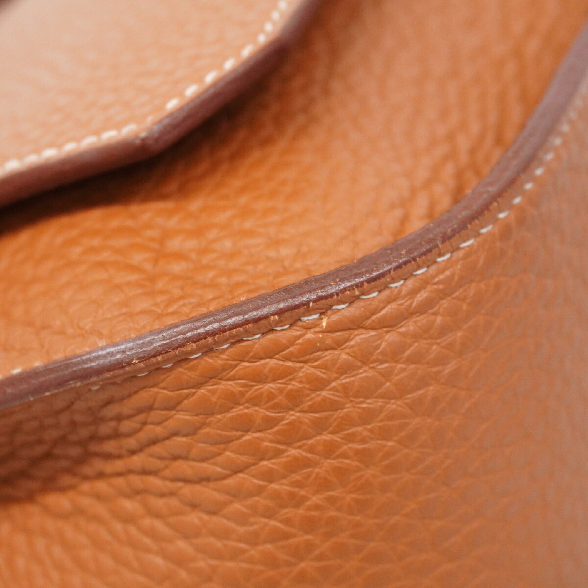 Hermes Gold Taurillon Clemence Leather Shoulder Bag (Pre-Owned)