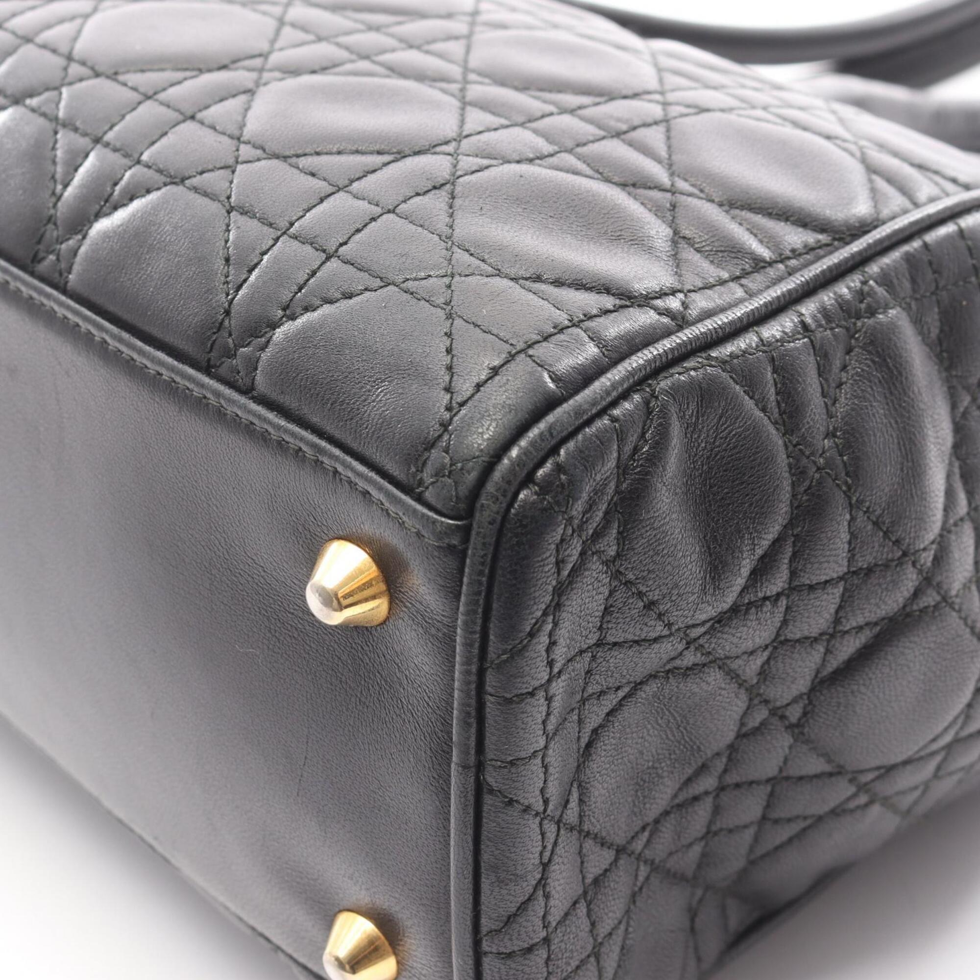 Christian Dior Black Leather Handbag Shoulder Bag (Pre-Owned)