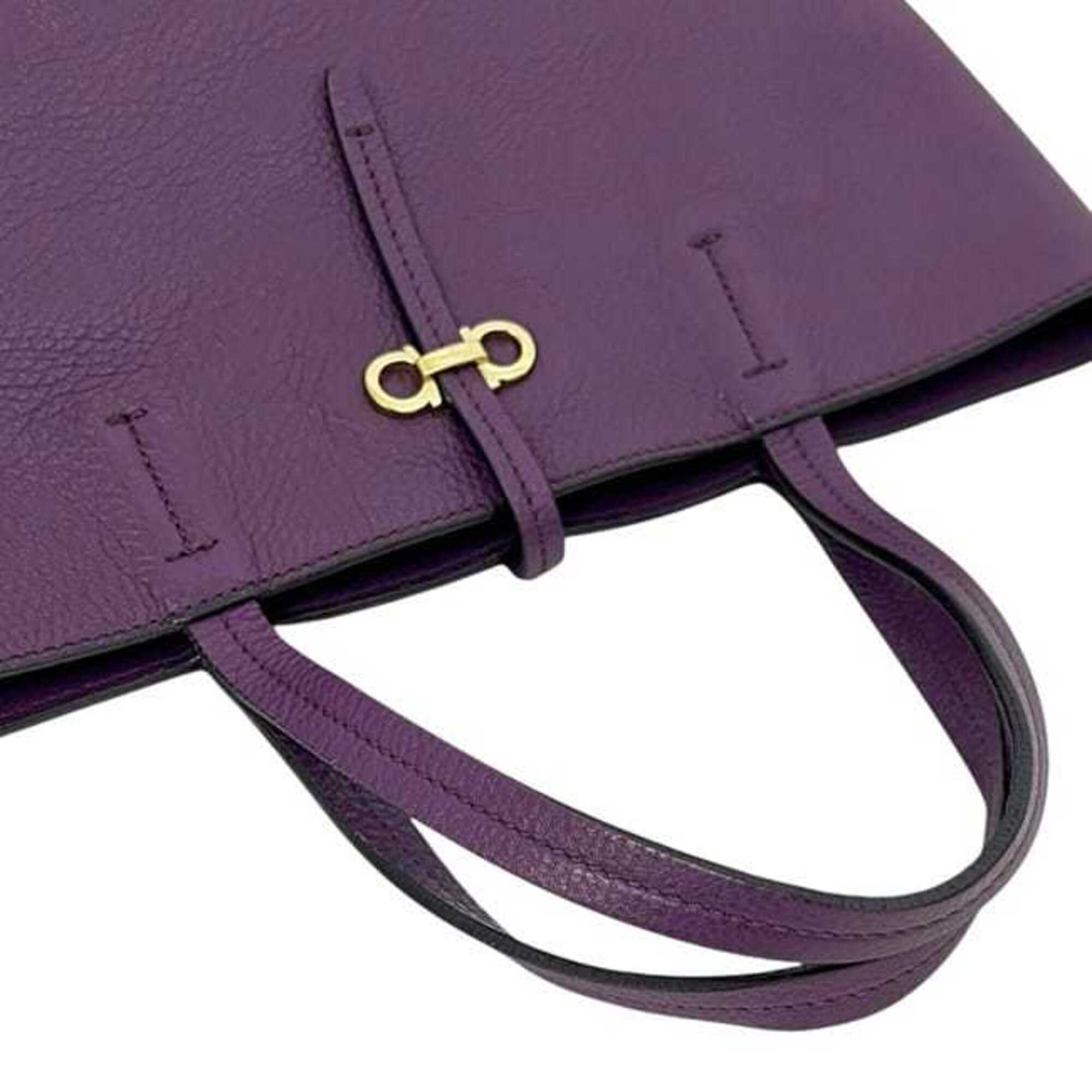 Salvatore Ferragamo Purple Leather Tote Bag (Pre-Owned)