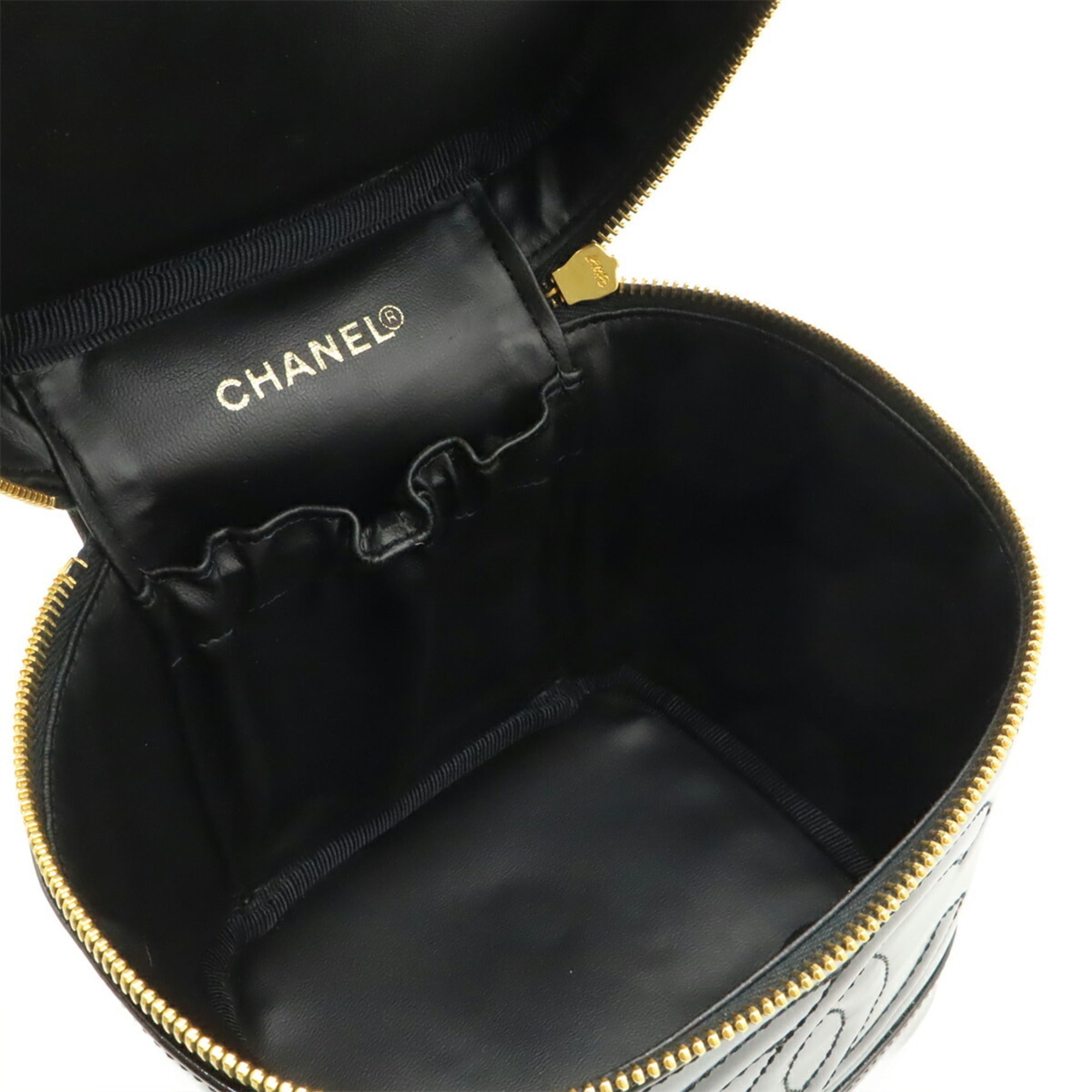 Chanel Black Leather Handbag Vanity Bag (Pre-Owned)