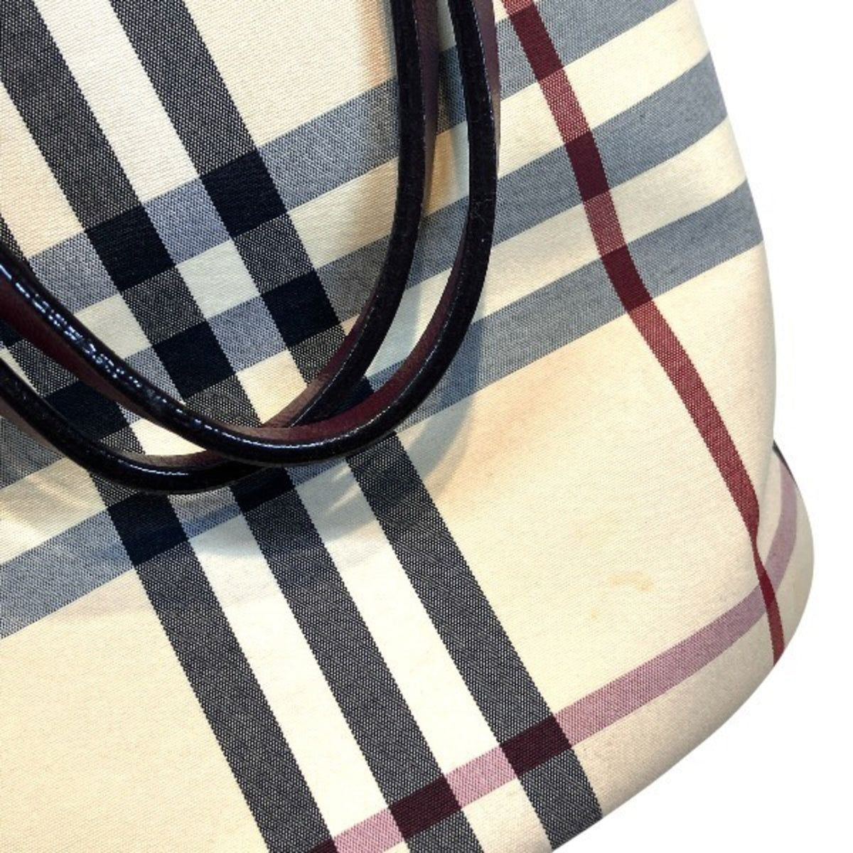 Burberry Beige Bordeaux Canvas Handbag Tote Bag (Pre-Owned)