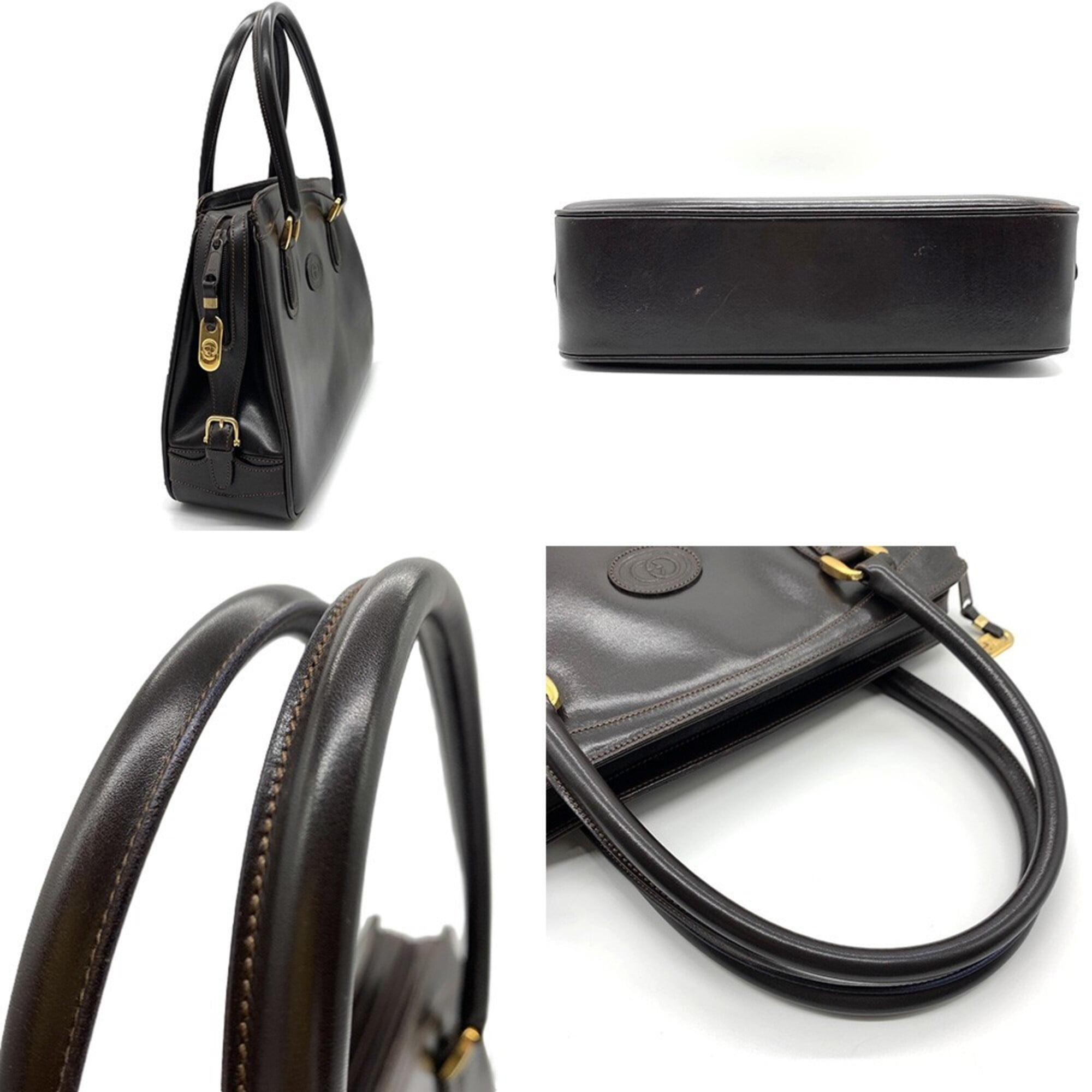 Gucci Dark Brown Leather Handbag (Pre-Owned)