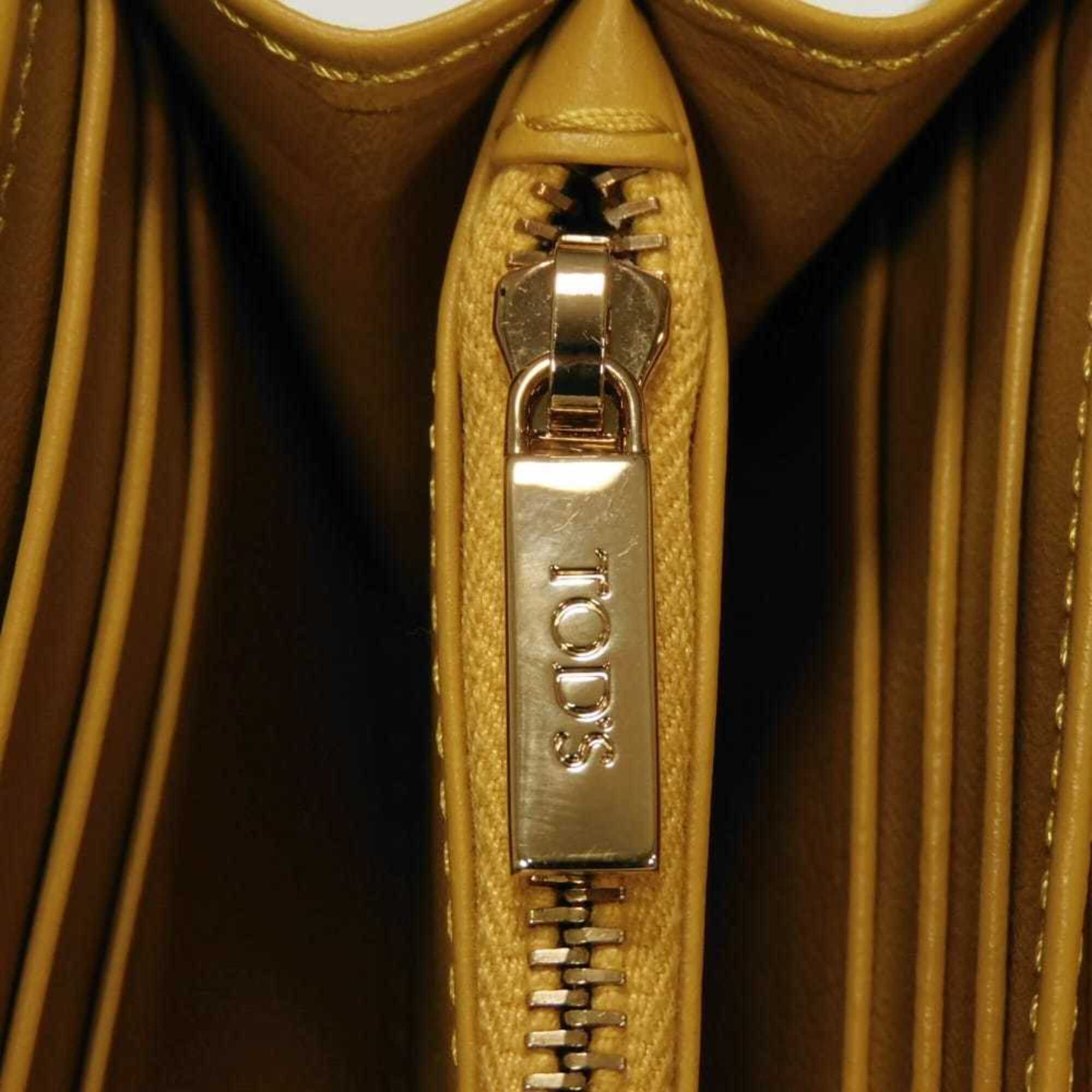 Tod's Mustard Yellow Leather Long Wallet (Bi-Fold) (Pre-Owned)