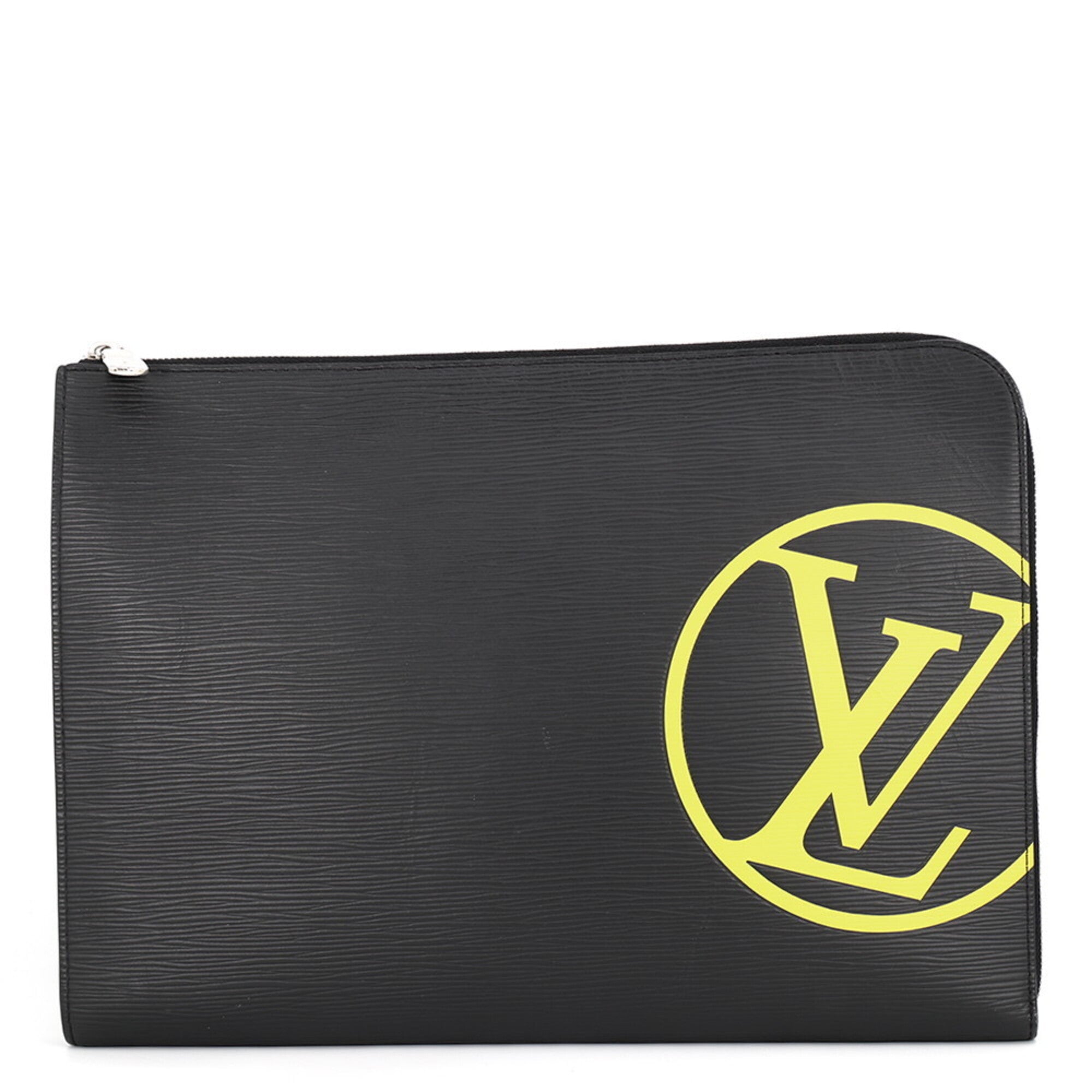 Louis Vuitton Epi Black Noir Yellow Epi Leather Clutch Bag Handbag Pochette (Pre-Owned)