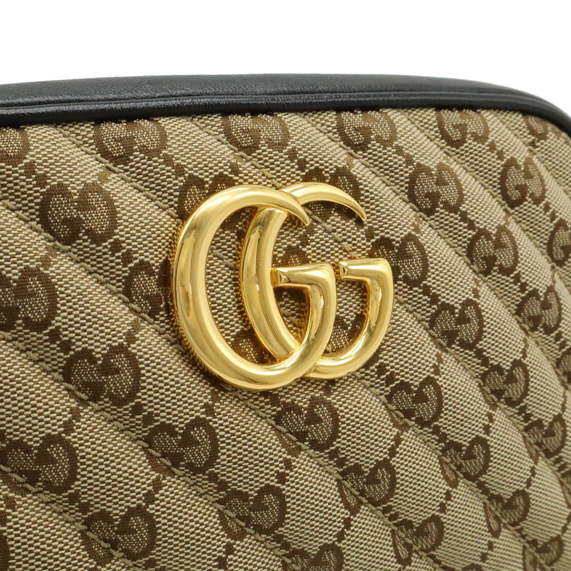 Gucci Beige Black Gg Canvas Pochette Shoulder Bag (Pre-Owned)