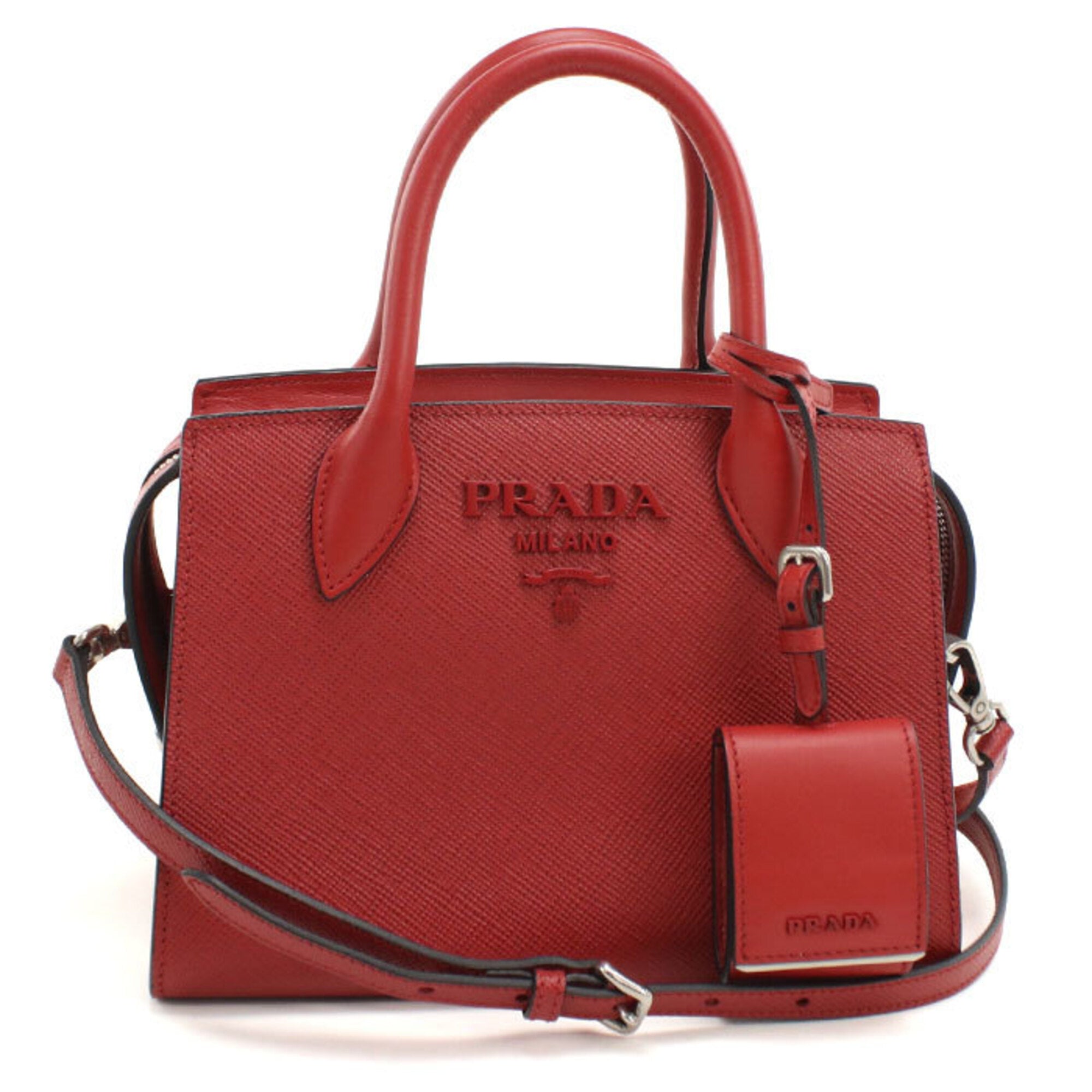 Prada Red Color Leather Handbag (Pre-Owned)
