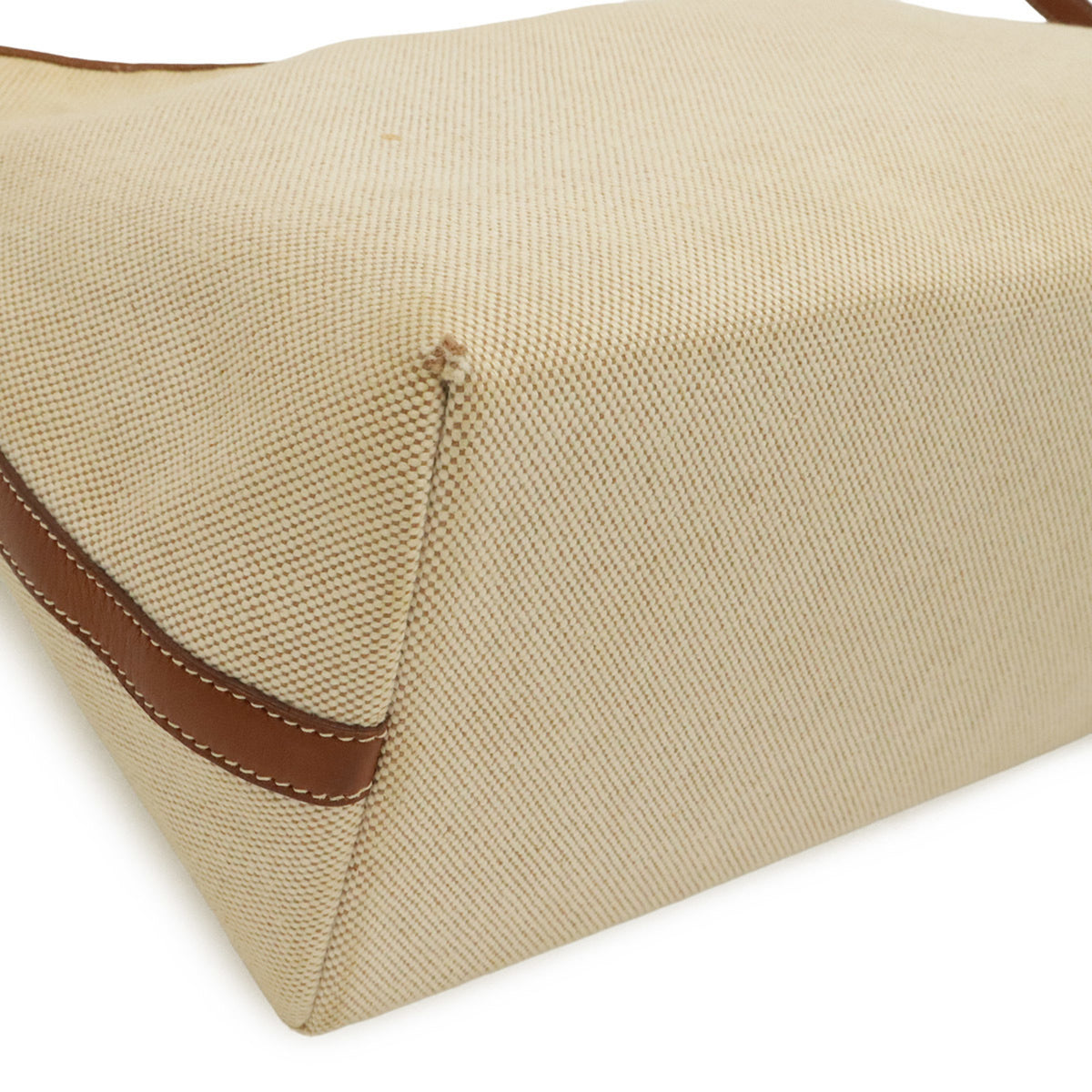 Hermes Berlingo Brown Natural Toile H Leather Shoulder Bag (Pre-Owned)