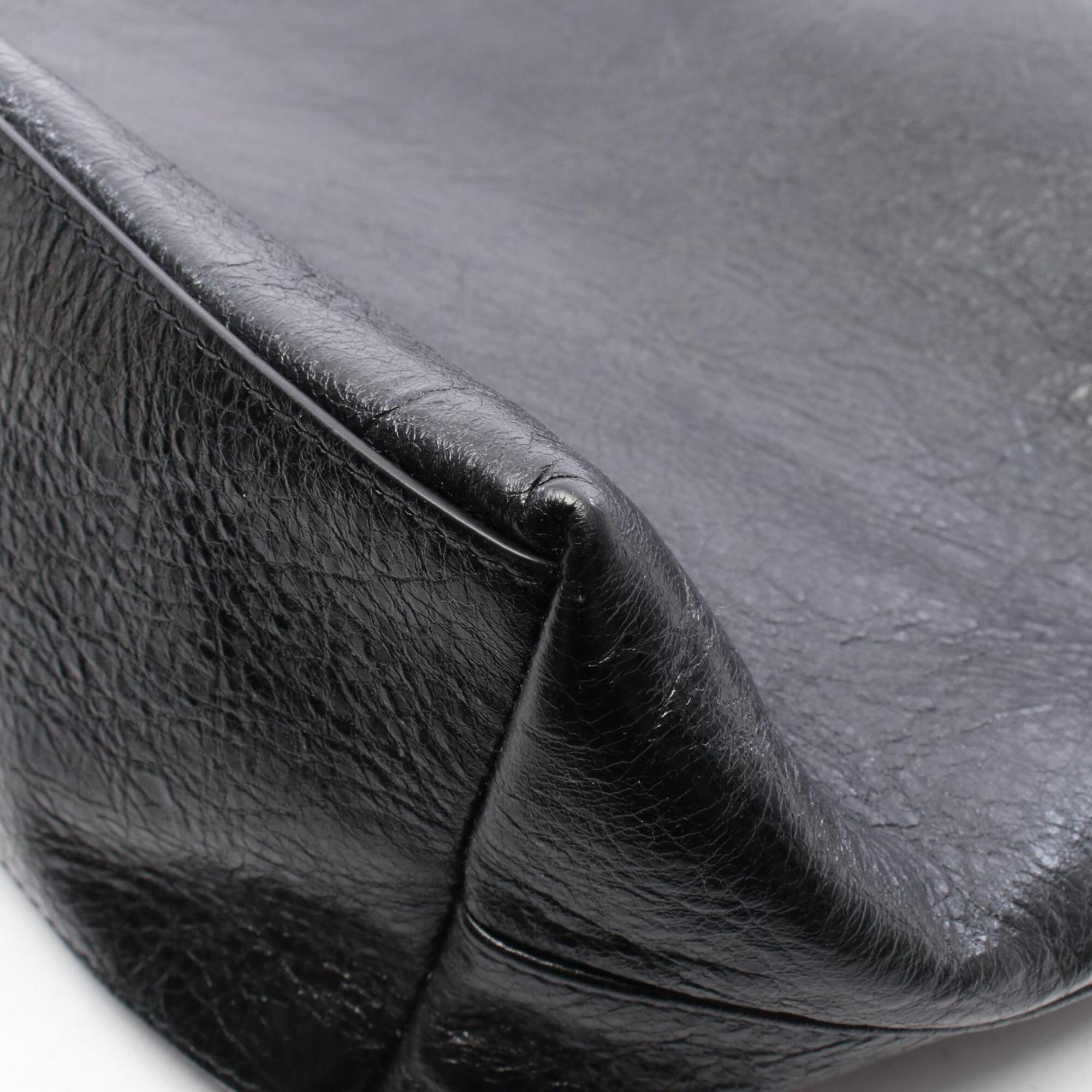 Balenciaga Black White Leather Handbag Tote Bag (Pre-Owned)