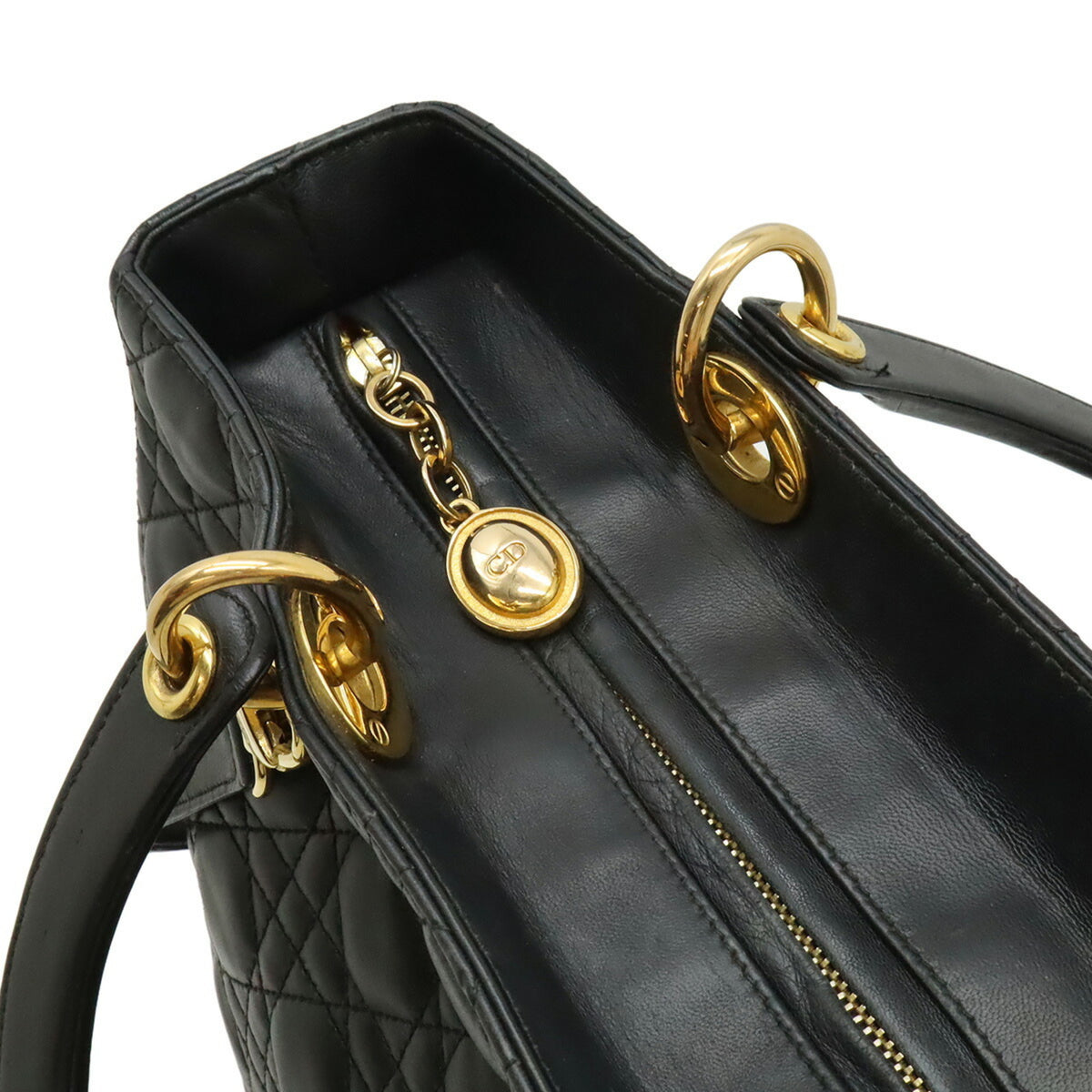 Christian Dior Black Leather Handbag Shoulder Bag (Pre-Owned)