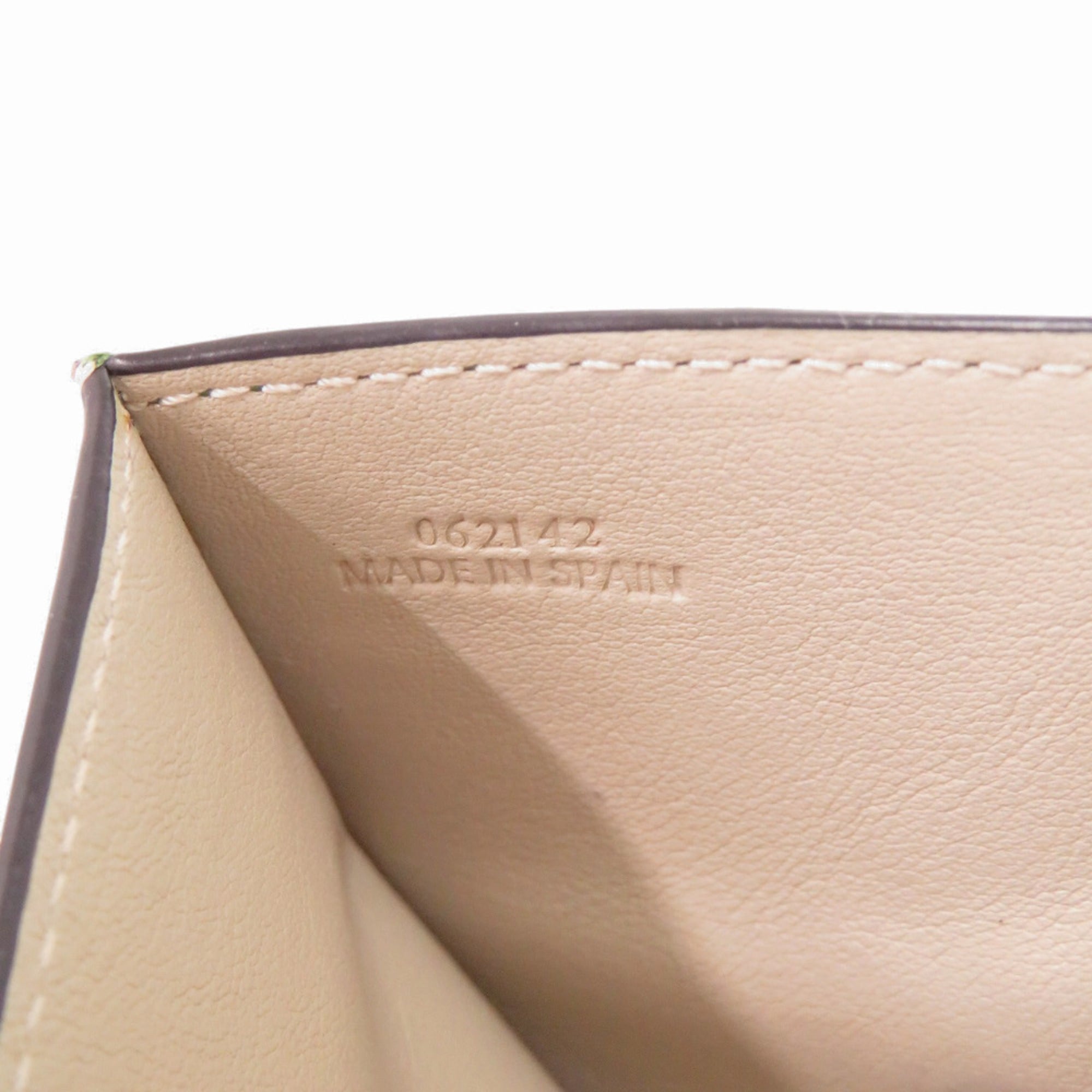 Loewe Brown Green Leather Wallet (Tri-Fold) (Pre-Owned)
