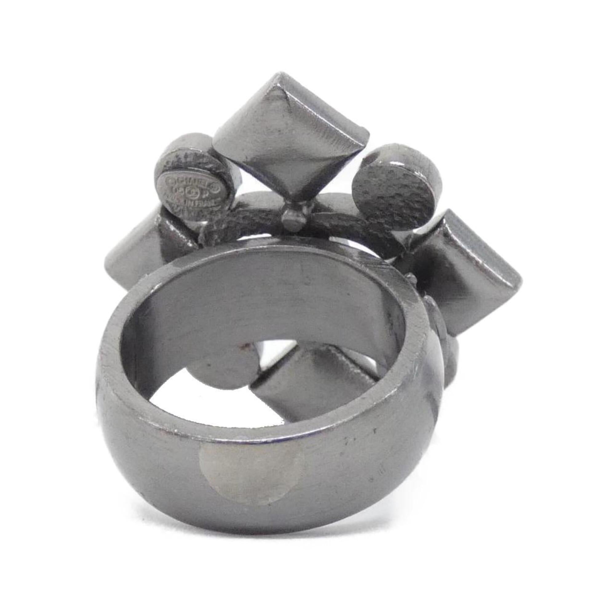 Chanel Silver Red Color Band Ring (Pre-Owned)