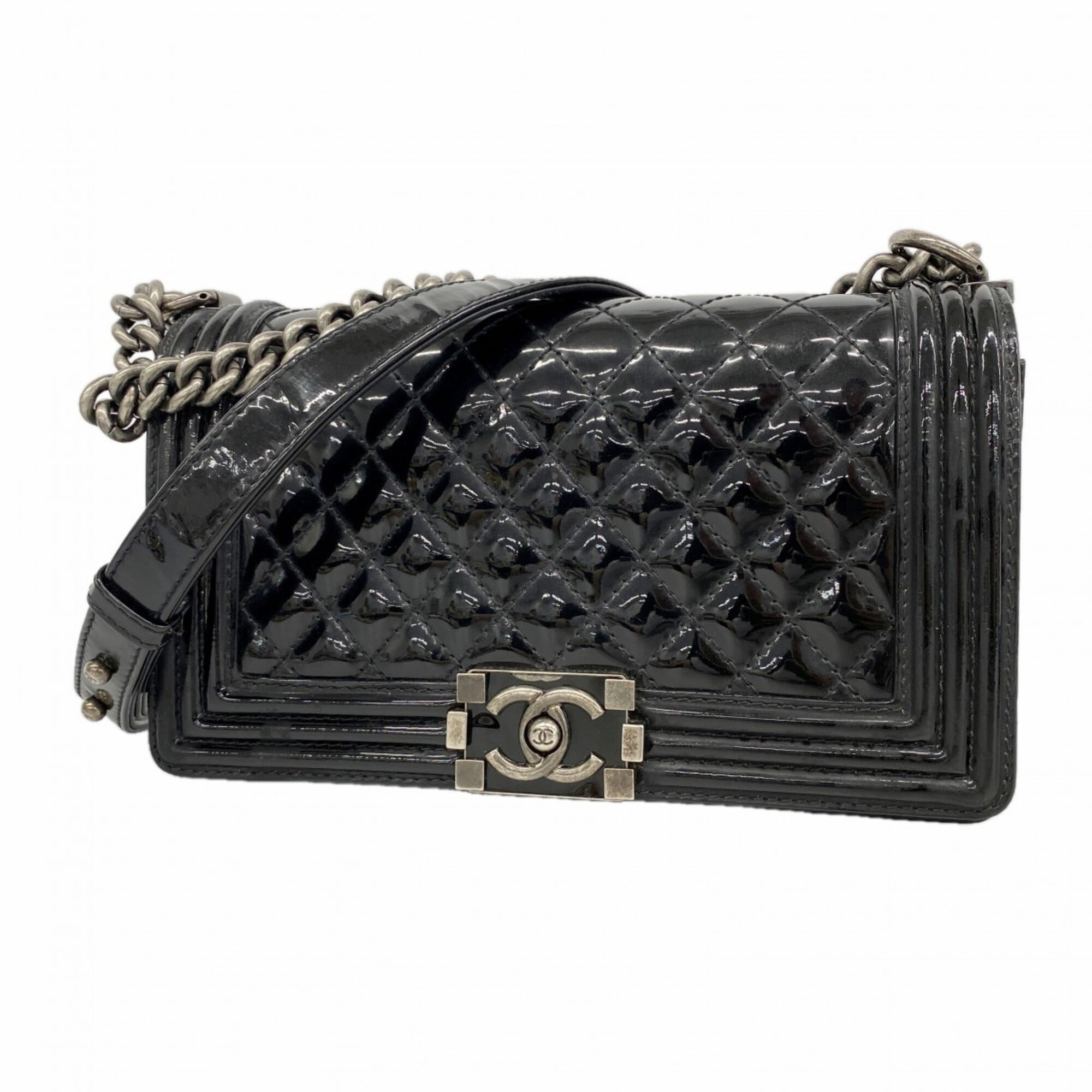 Chanel Black Patent Leather Shoulder Bag (Pre-Owned)
