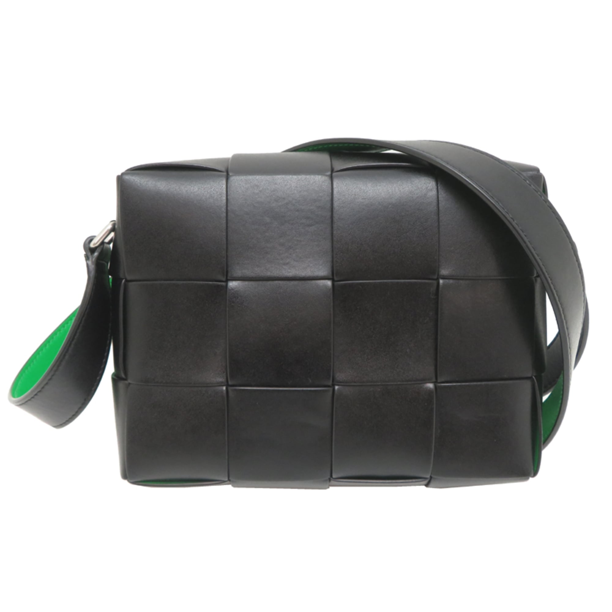 Bottega Veneta Black Green Leather Shoulder Bag (Pre-Owned)