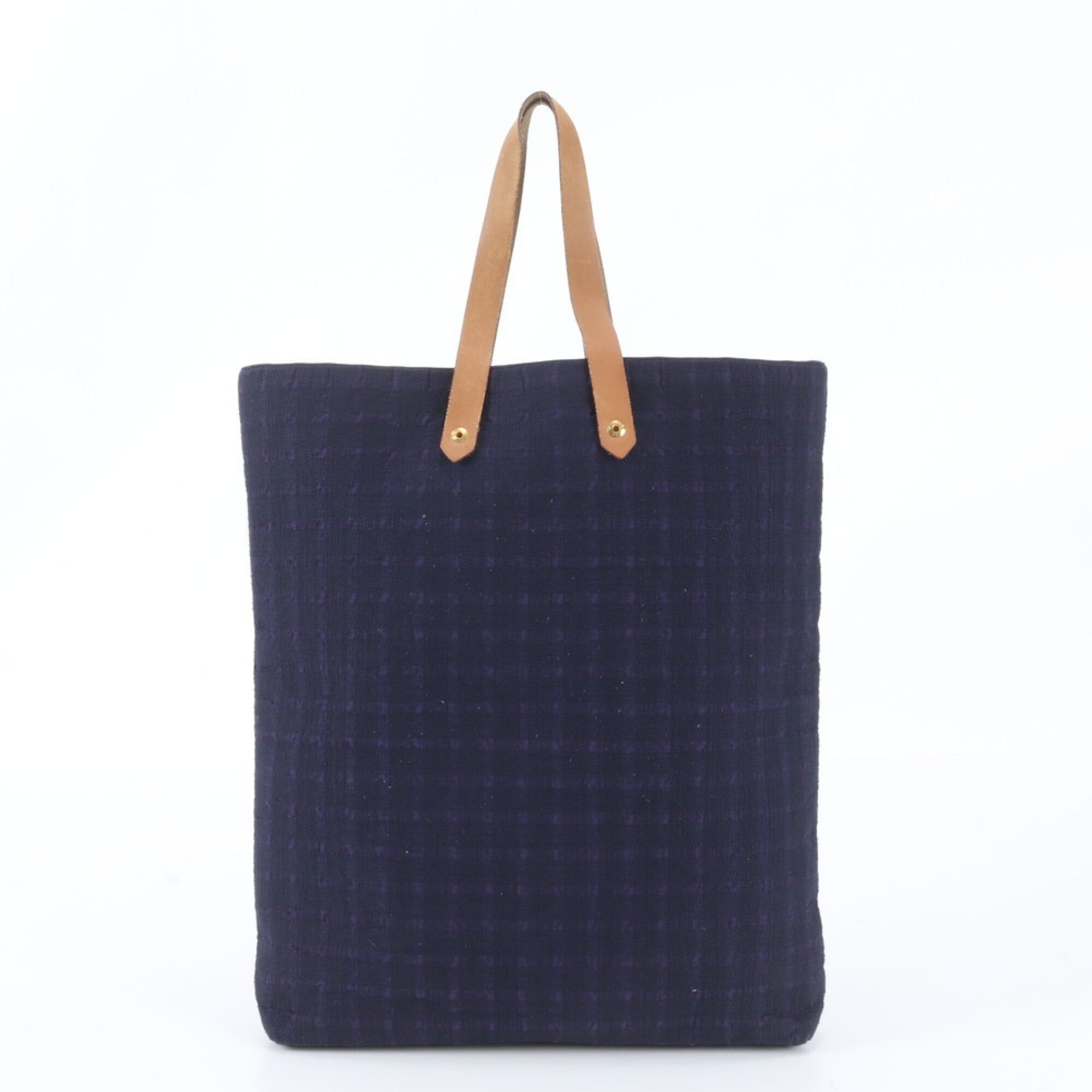 Hermes Brown Purple Leather Canvas Shoulder Bag Tote Bag (Pre-Owned)