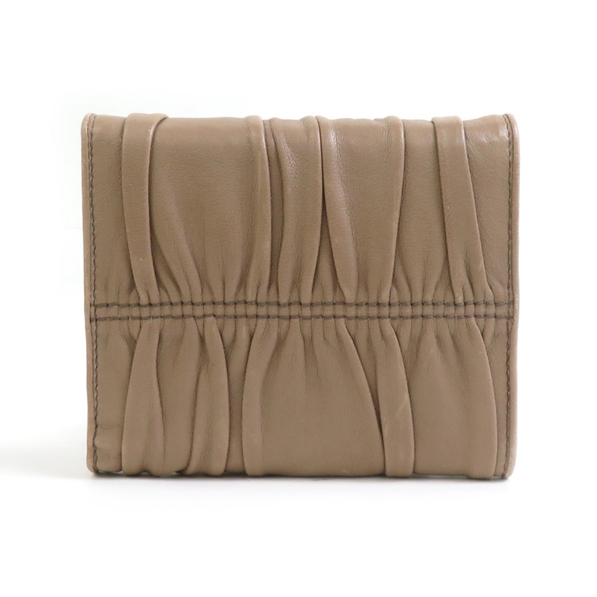 Prada Beige Leather Wallet (Tri-Fold) (Pre-Owned)