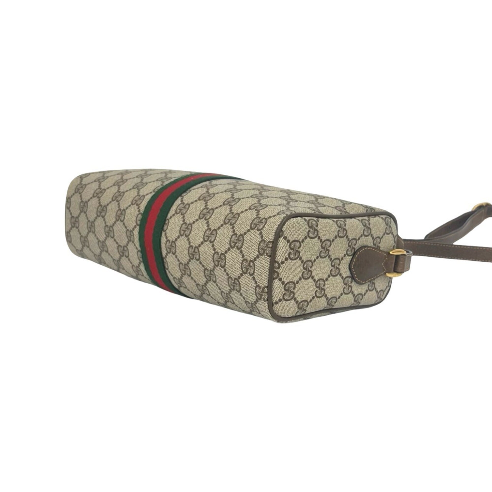 Gucci Brown Green Red Color Leather Pvc Pochette Shoulder Bag (Pre-Owned)
