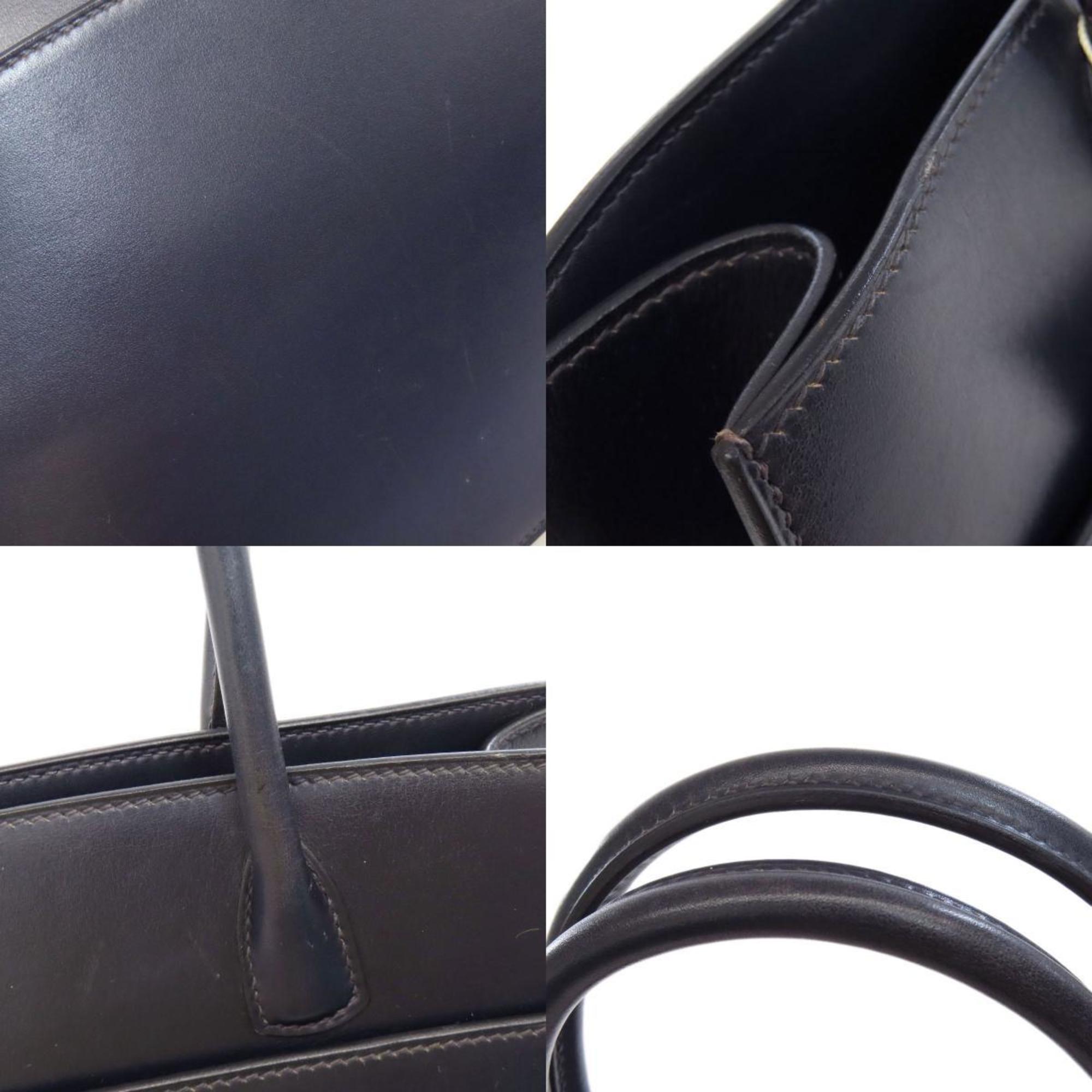 Hermes Black Box Calf Leather Handbag (Pre-Owned)