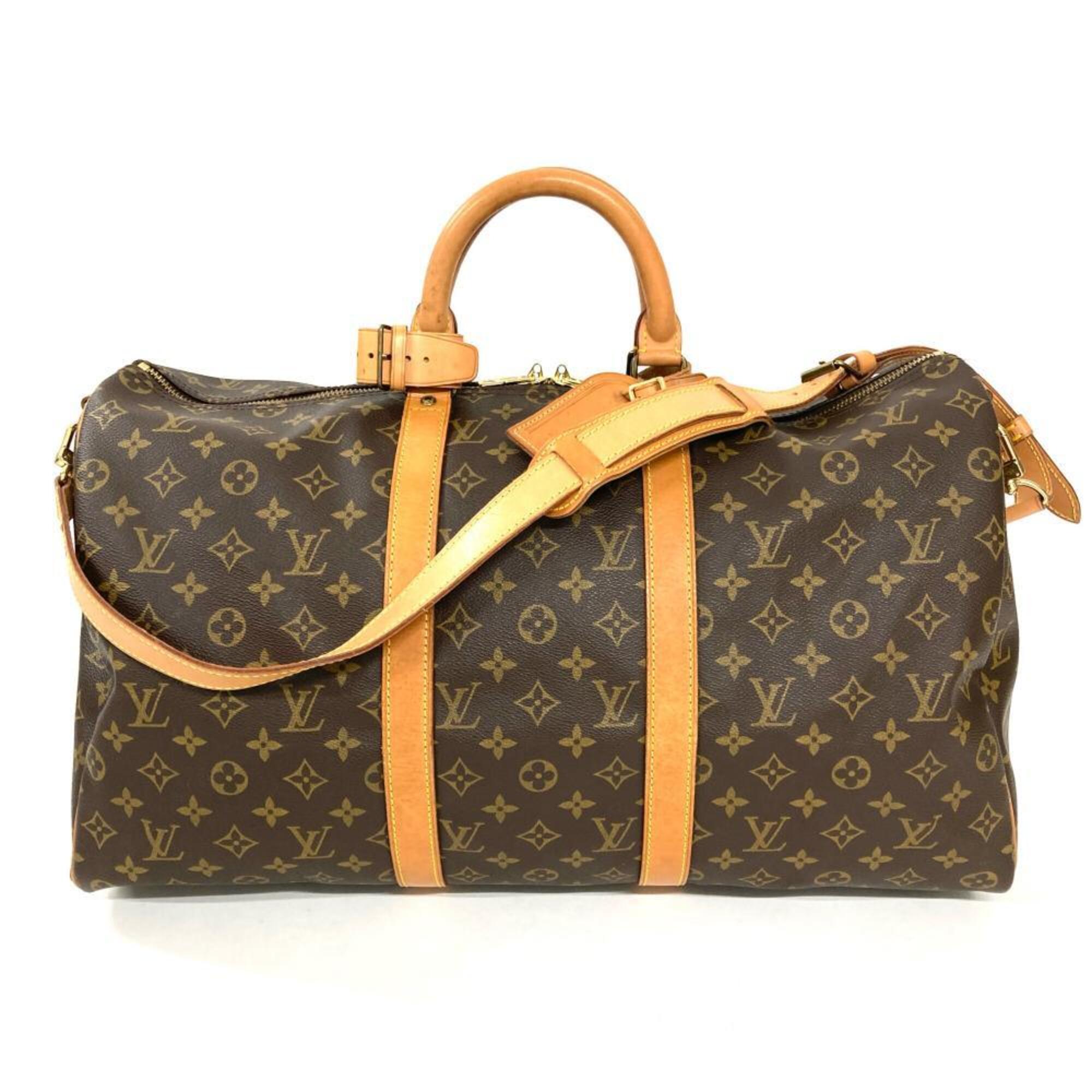 Louis Vuitton Brown Monogram Canvas Leather Boston Bag (Pre-Owned)