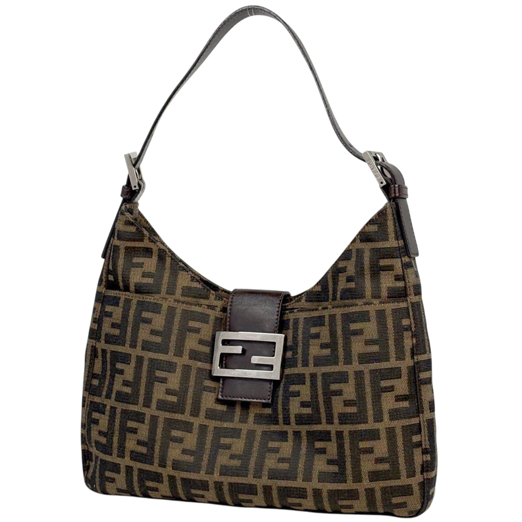 Fendi Brown Canvas Leather Shoulder Bag (Pre-Owned)