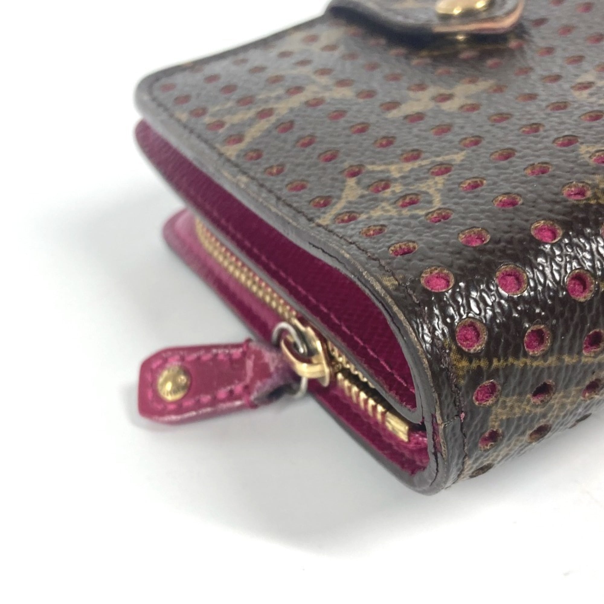 Louis Vuitton Brown Fuchsia Pink Monogram Wallet (Bi-Fold) (Pre-Owned)