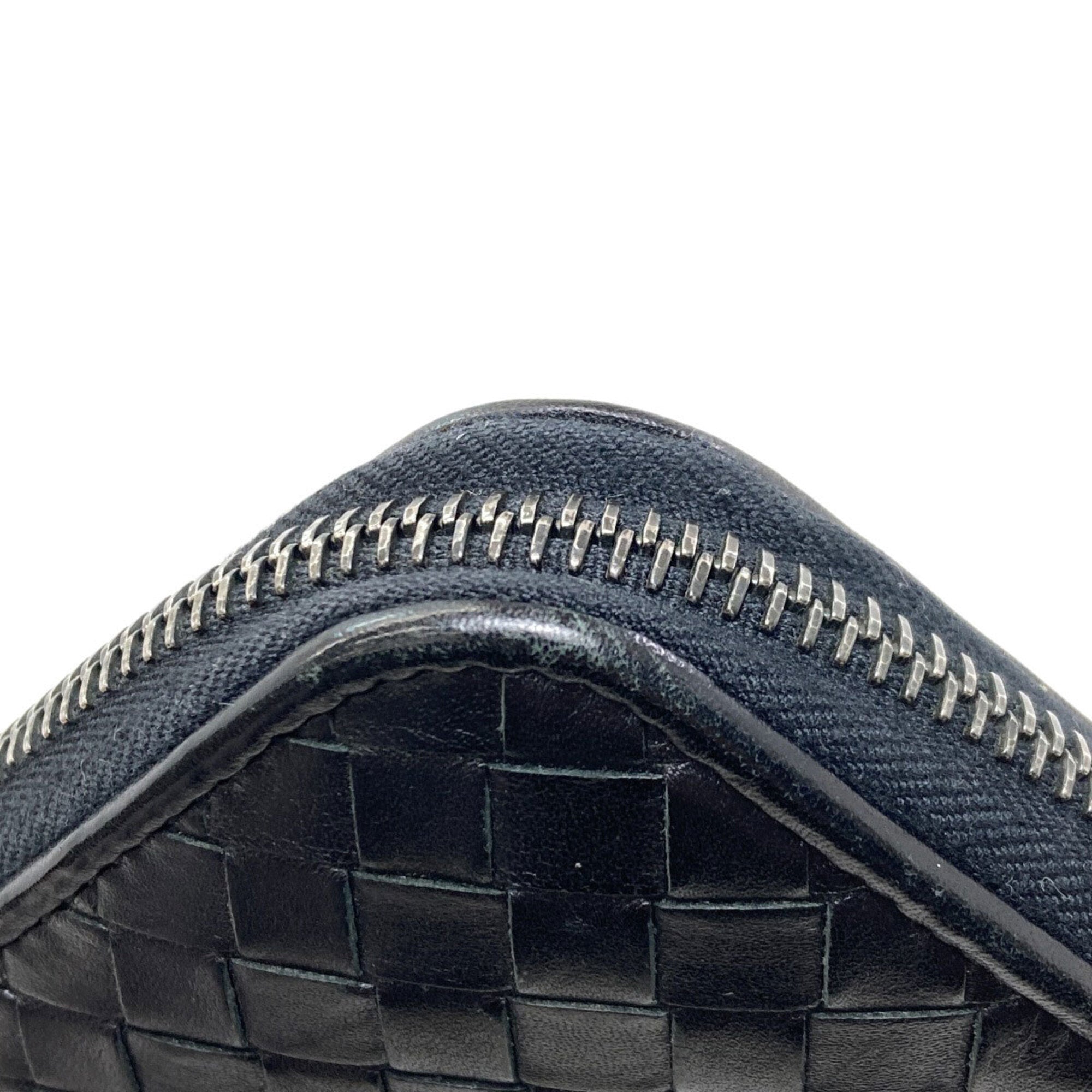 Bottega Veneta Intrecciato Black Leather Long Wallet (Bi-Fold) (Pre-Owned)