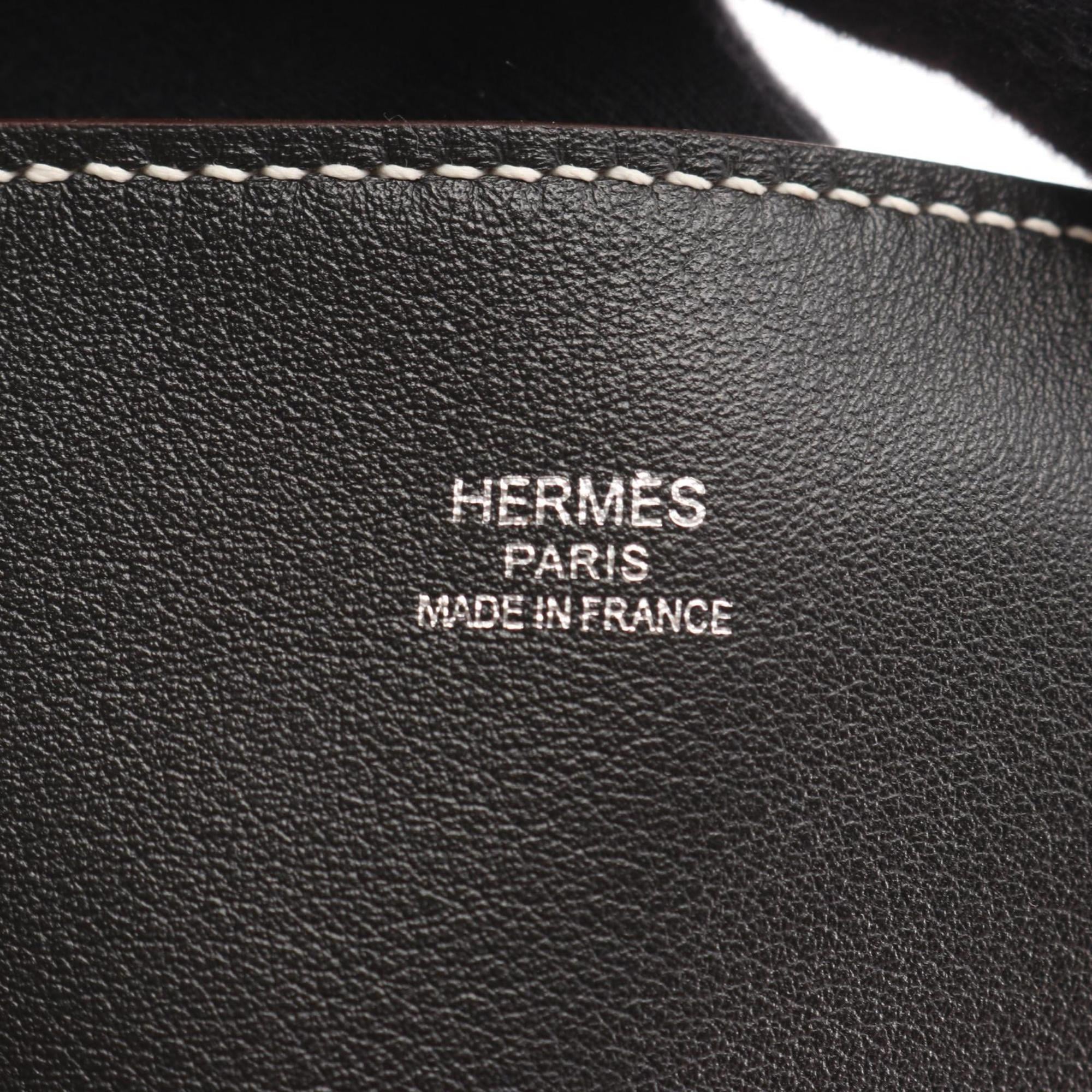 Hermes Black Ebene Pink Leather Tote Bag (Pre-Owned)