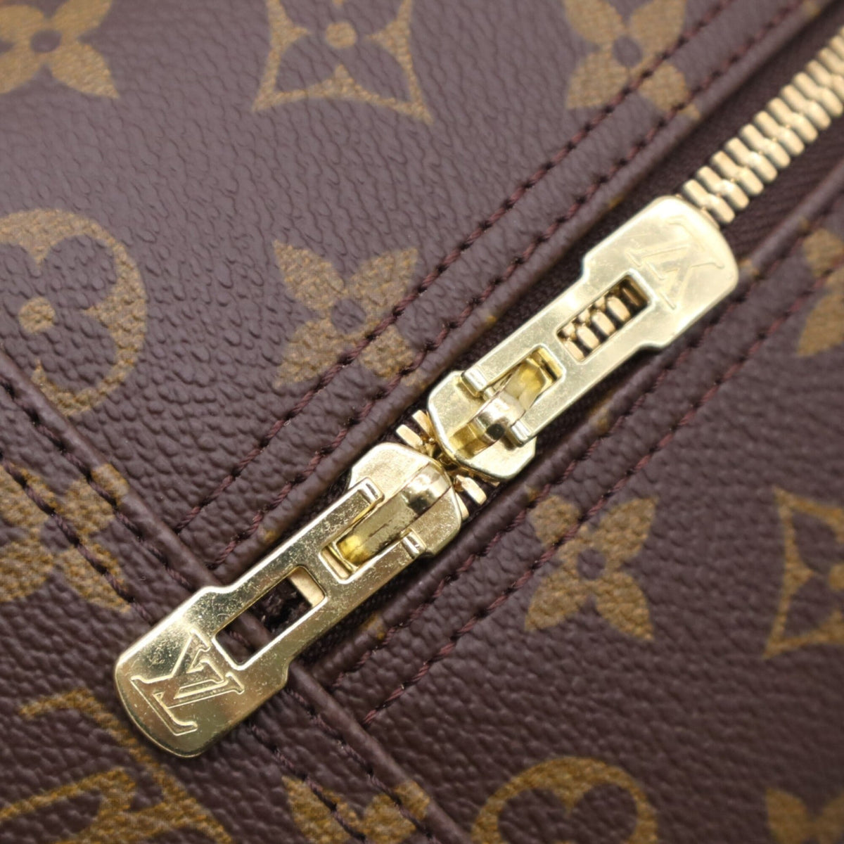 Louis Vuitton Beige Brown Coated Canvas Leather Handbag (Pre-Owned)