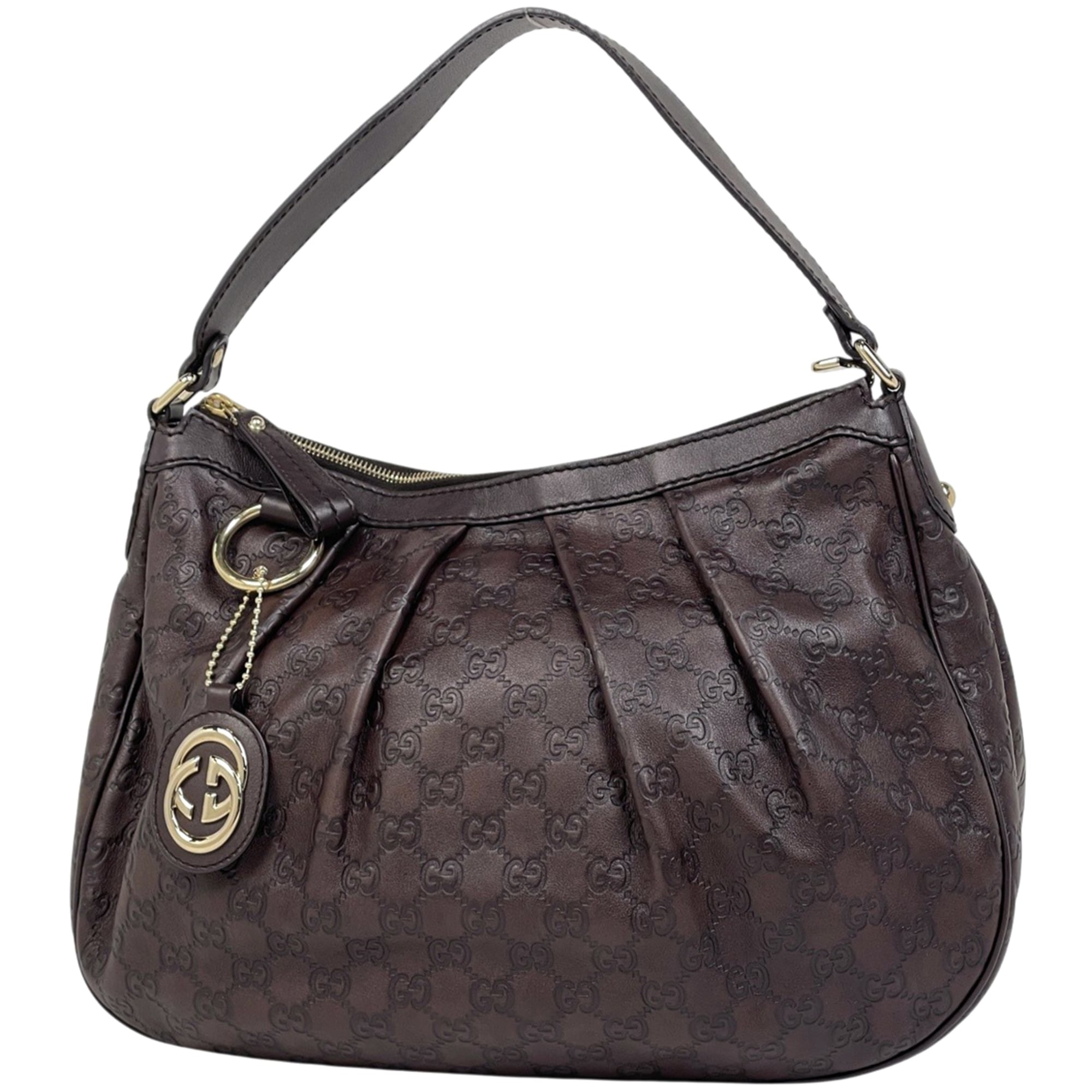 Gucci Sukey Dark Brown Gg Leather Shoulder Bag (Pre-Owned)