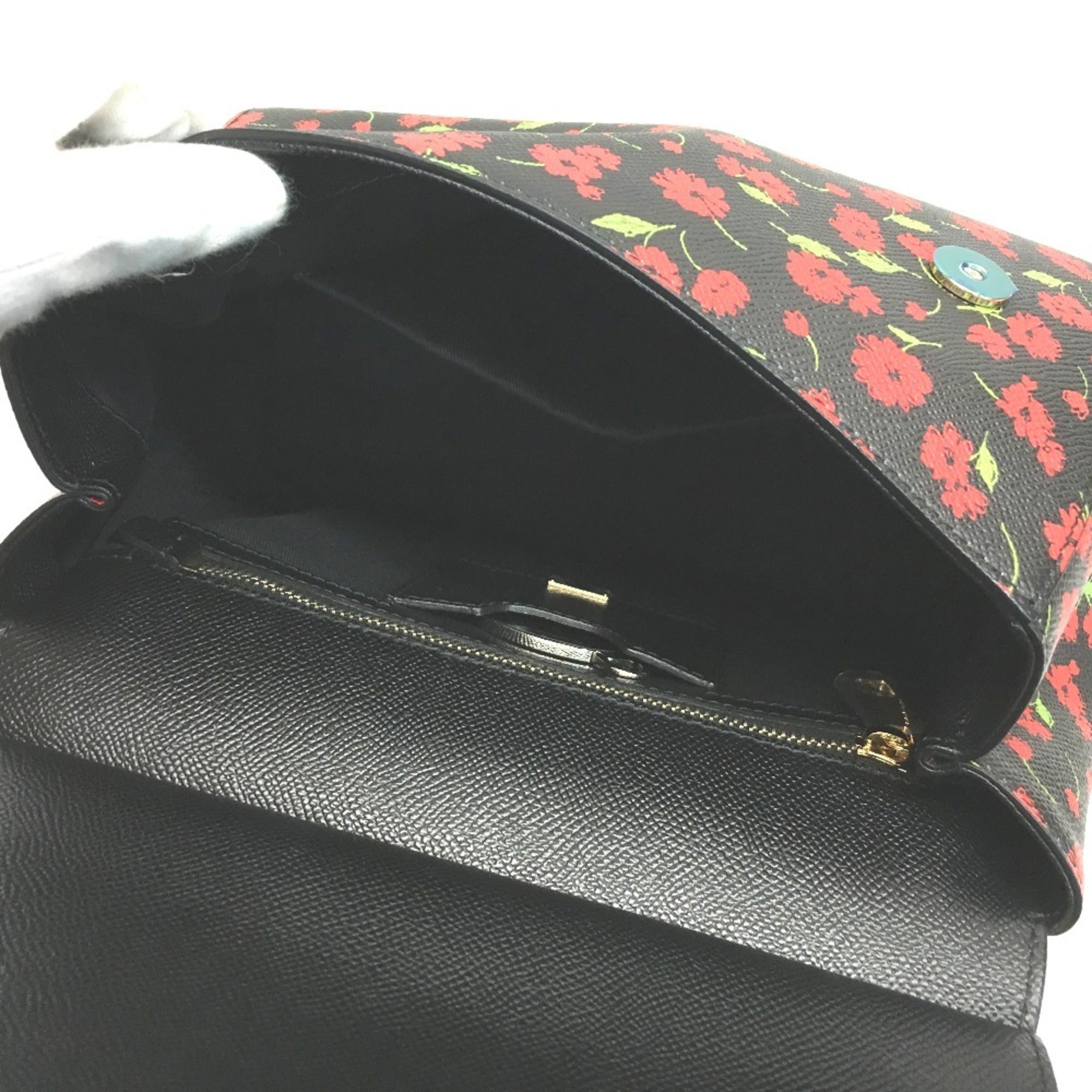Dolce & Gabbana Black Green Red Color Leather Handbag Shoulder Bag (Pre-Owned)