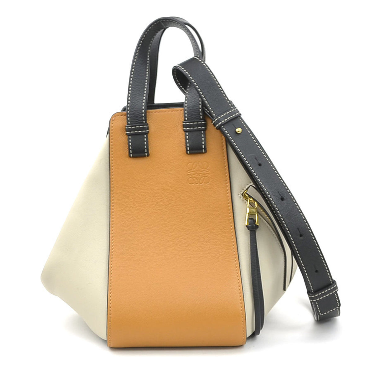 Loewe Black Brown Grayish Leather Handbag Shoulder Bag (Pre-Owned)
