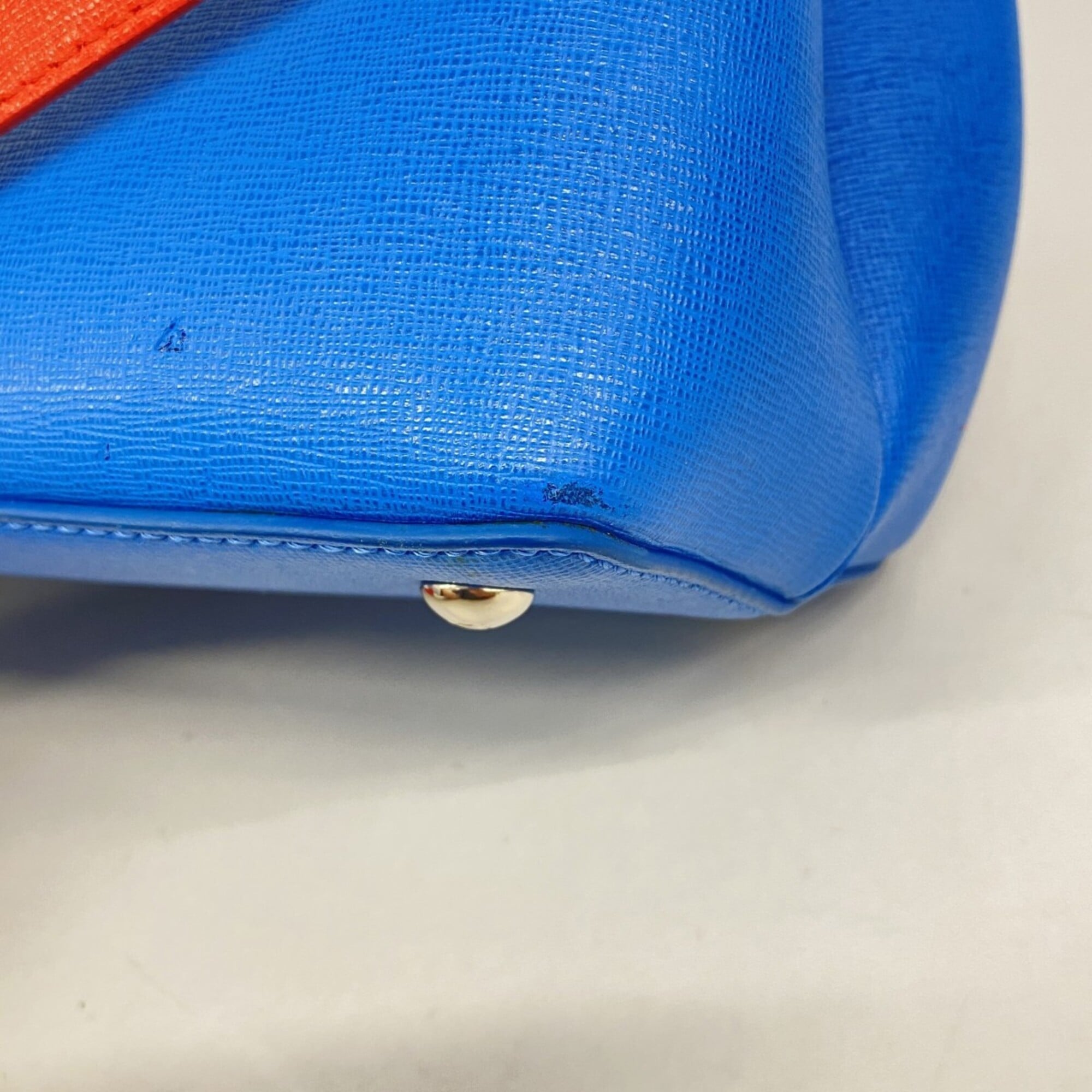 Fendi Blue Red Color Leather Handbag (Pre-Owned)