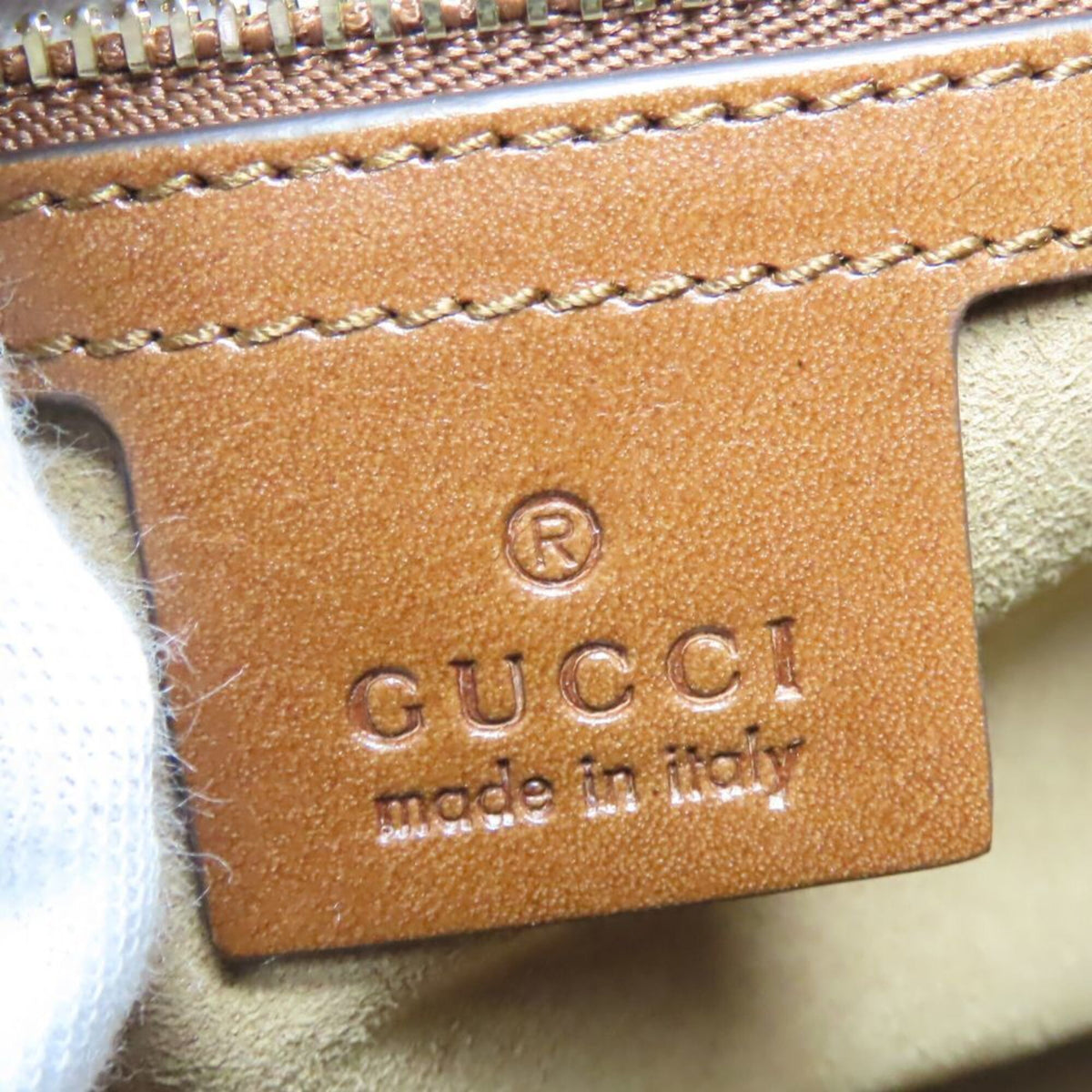 Gucci Beige Brown Gg Supreme Canvas Leather Shoulder Bag (Pre-Owned)