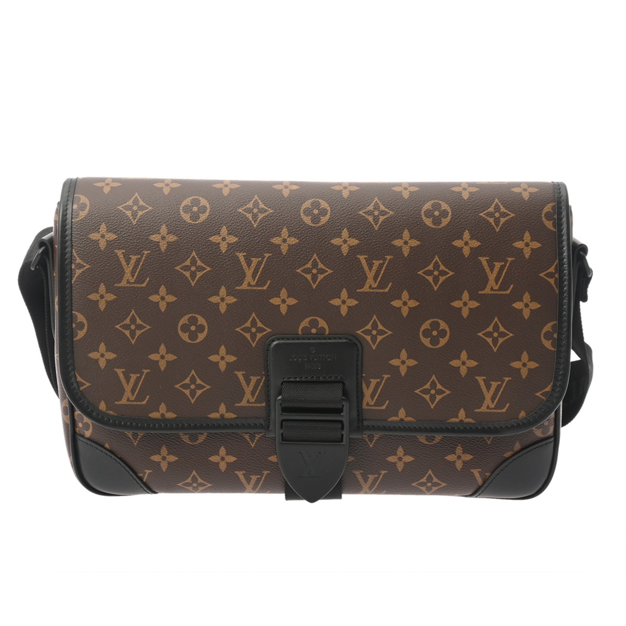Louis Vuitton Black Brown Monogram Leather Shoulder Bag (Pre-Owned)