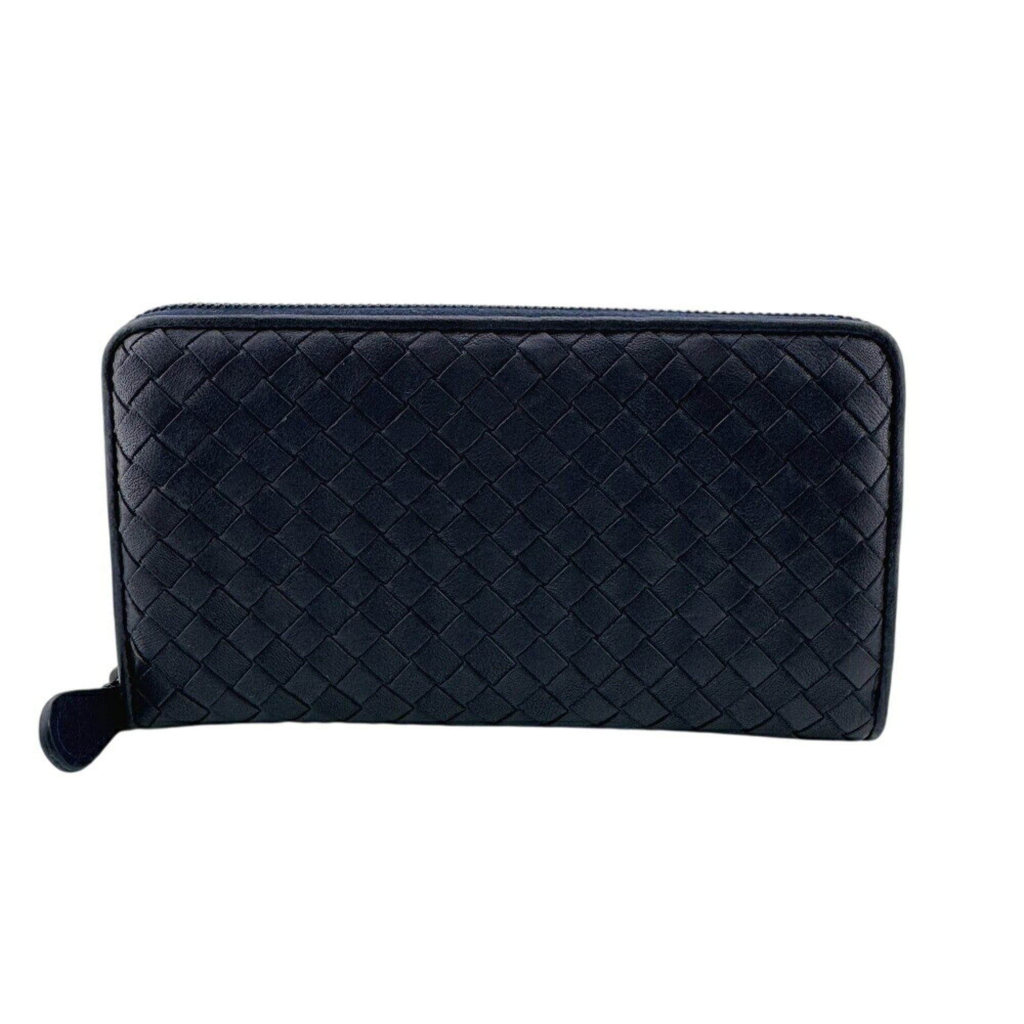 Bottega Veneta Intrecciato Navy Intrecciato Long Wallet (Bi-Fold) (Pre-Owned)