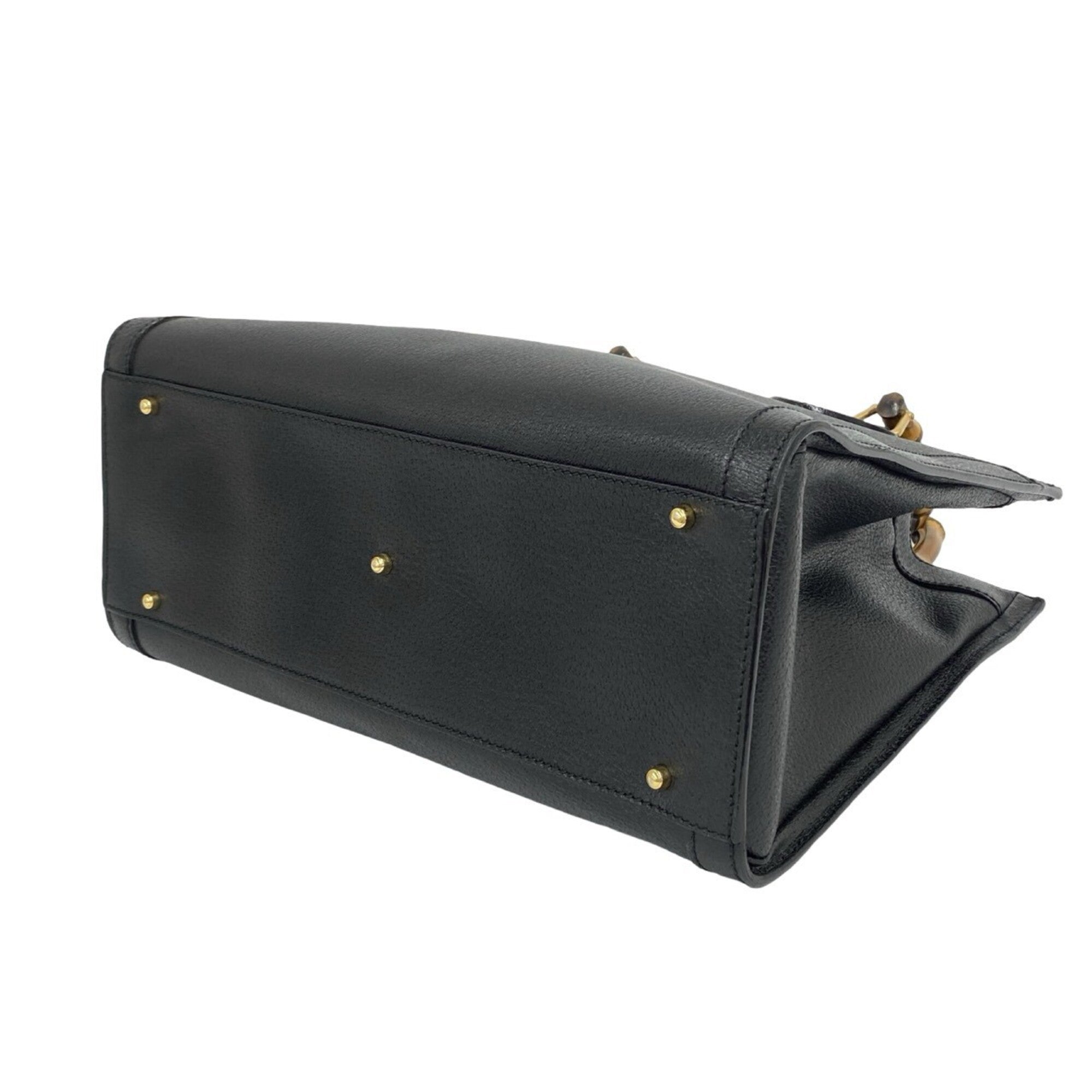 Gucci Black Leather Handbag Tote Bag (Pre-Owned)