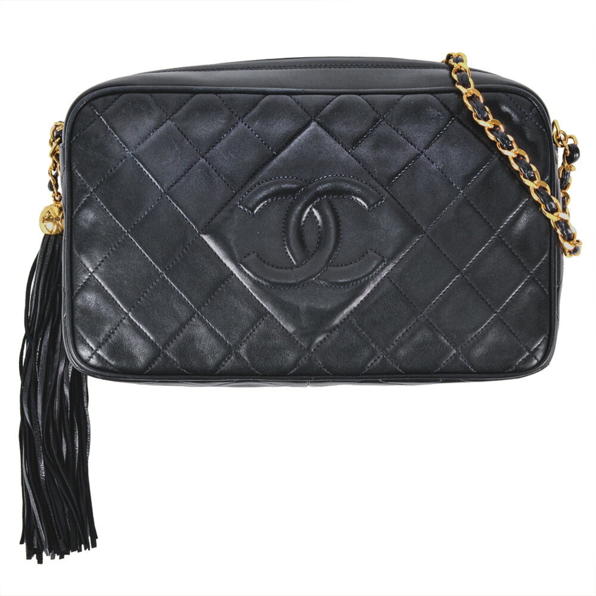 Chanel Matelasse Black Leather Shoulder Bag (Pre-Owned)
