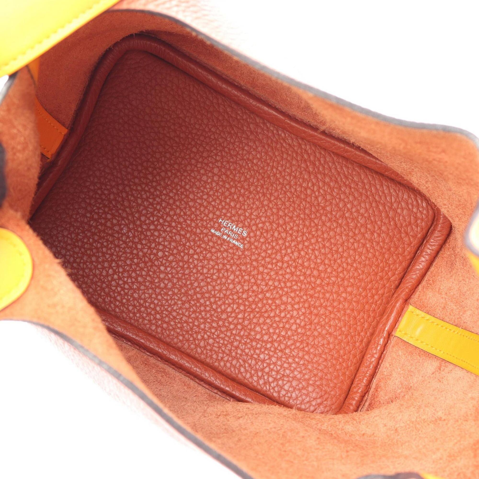 Hermes Brown Yellow Taurillon Clemence Leather Leather Swift Leather Handbag (Pre-Owned)