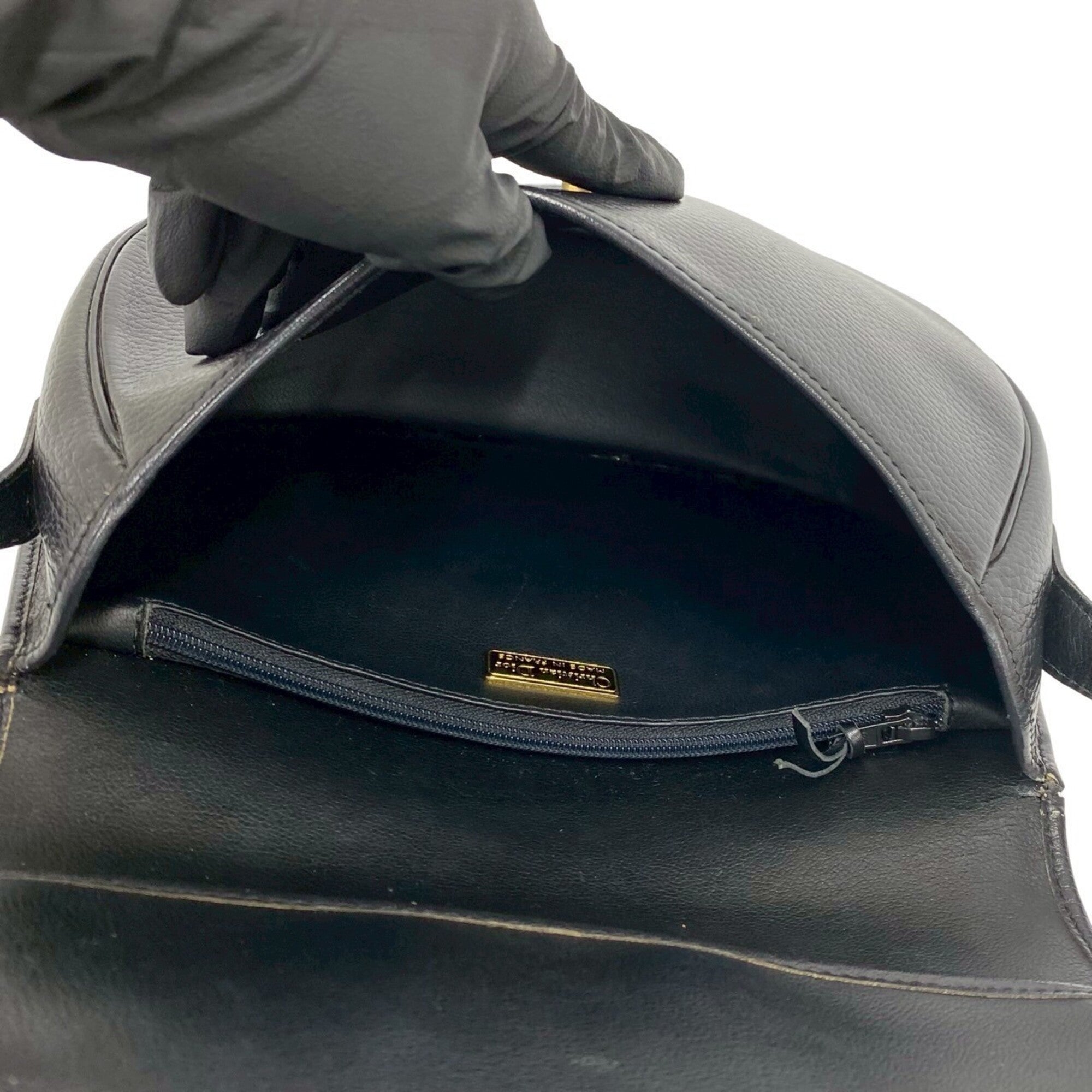 Christian Dior Black Leather Pochette Shoulder Bag (Pre-Owned)