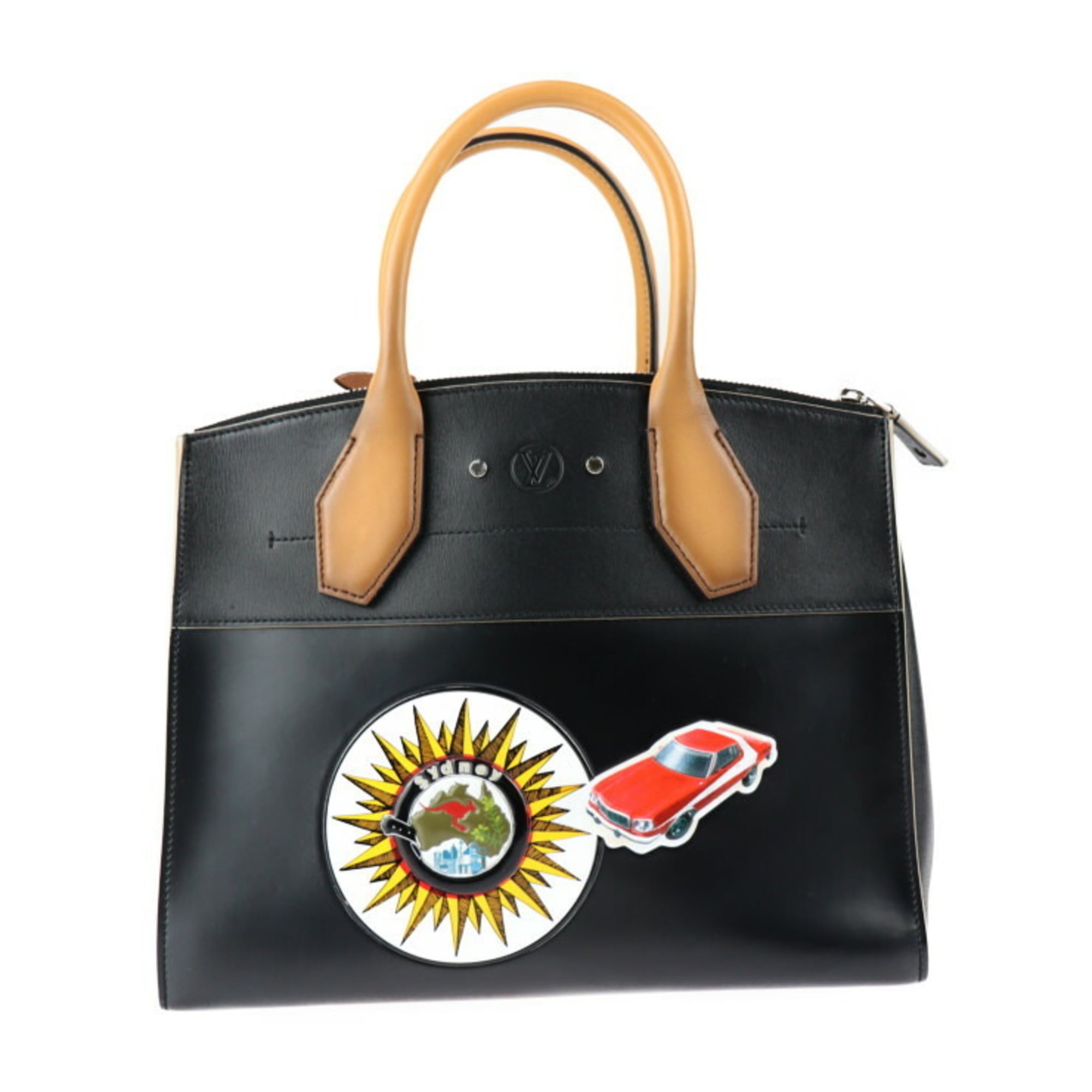 Louis Vuitton Black Multi-Color Leather Handbag Shoulder Bag Tote Bag (Pre-Owned)