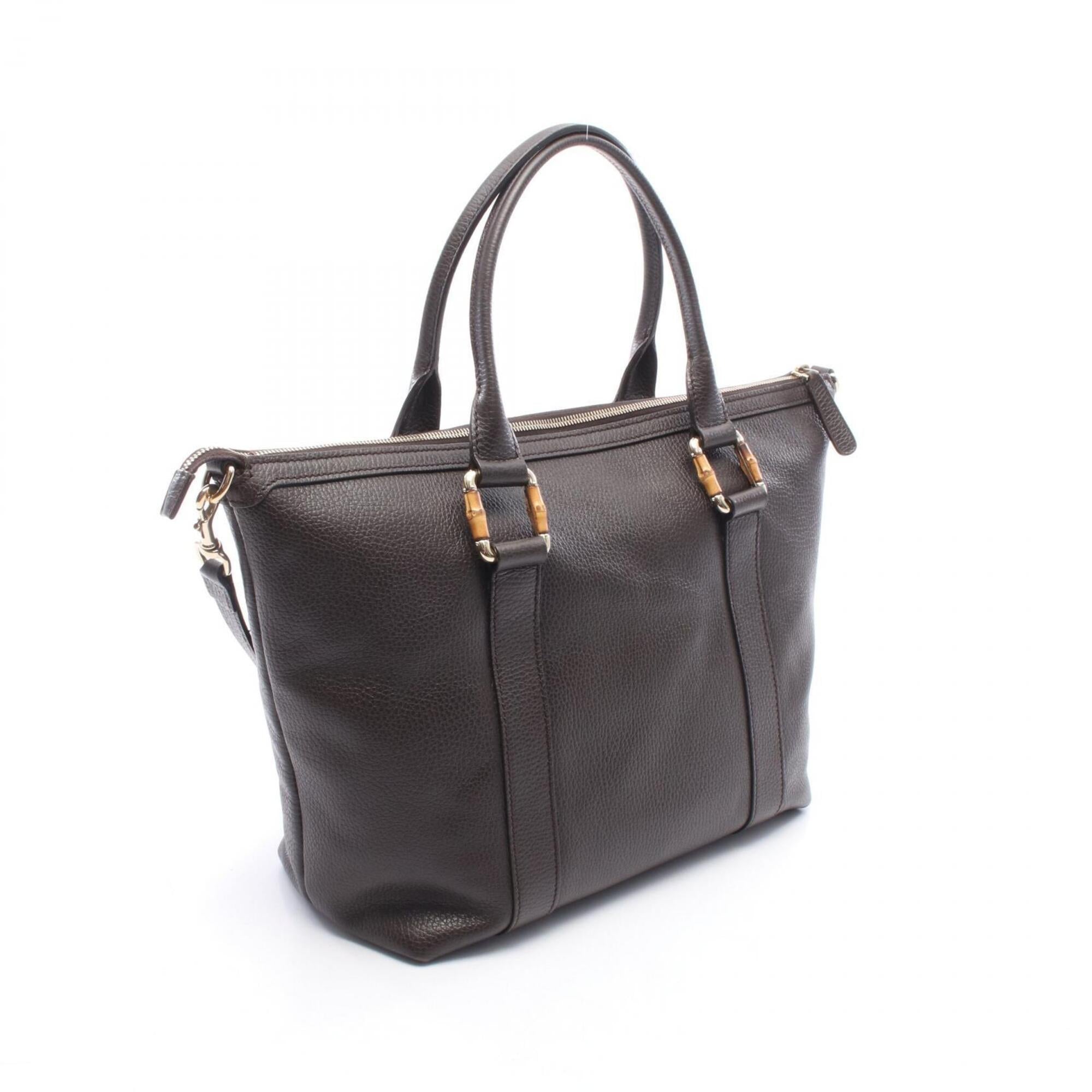 Gucci Brown Leather Handbag Tote Bag (Pre-Owned)