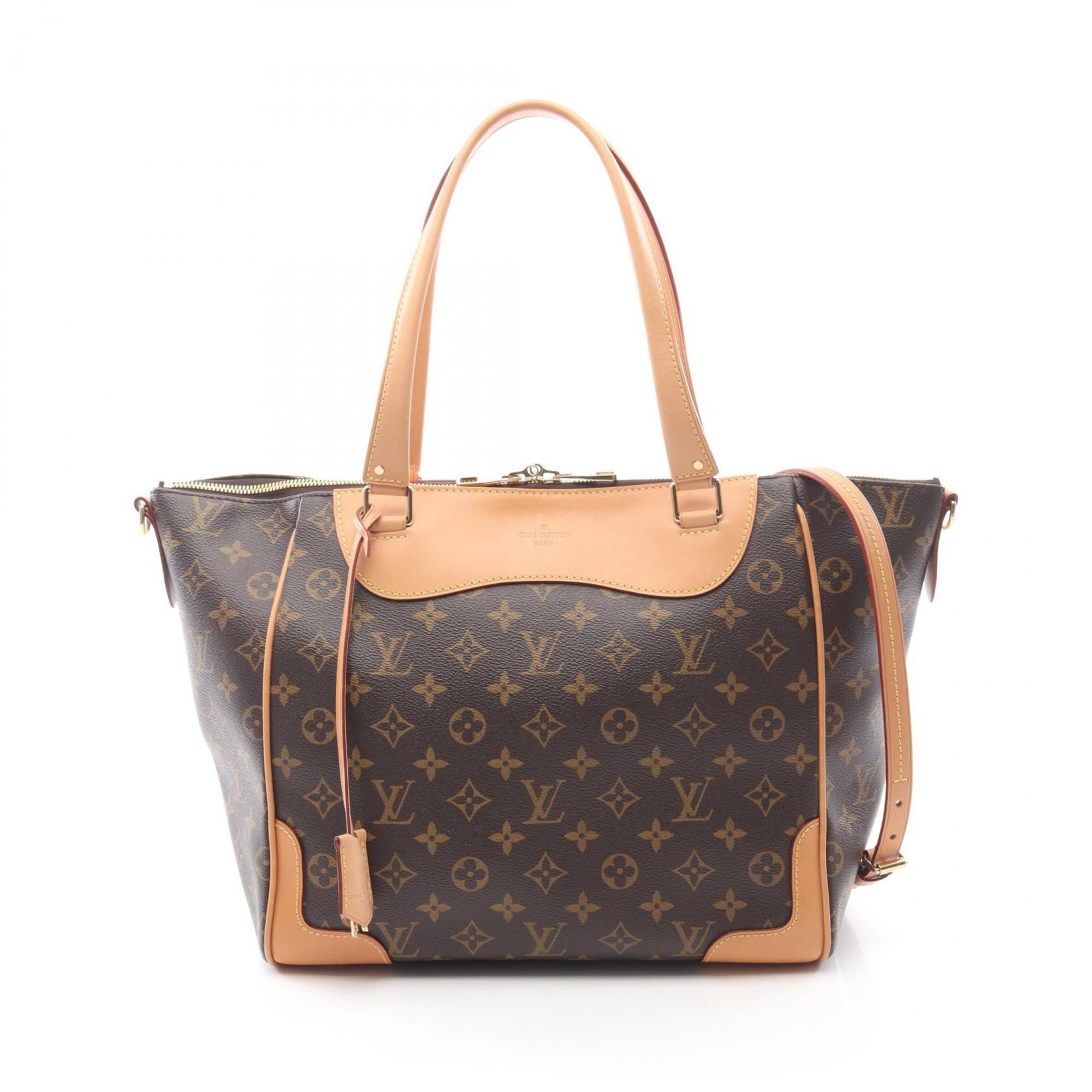 Louis Vuitton Brown Monogram Coated Canvas Leather Handbag Tote Bag (Pre-Owned)