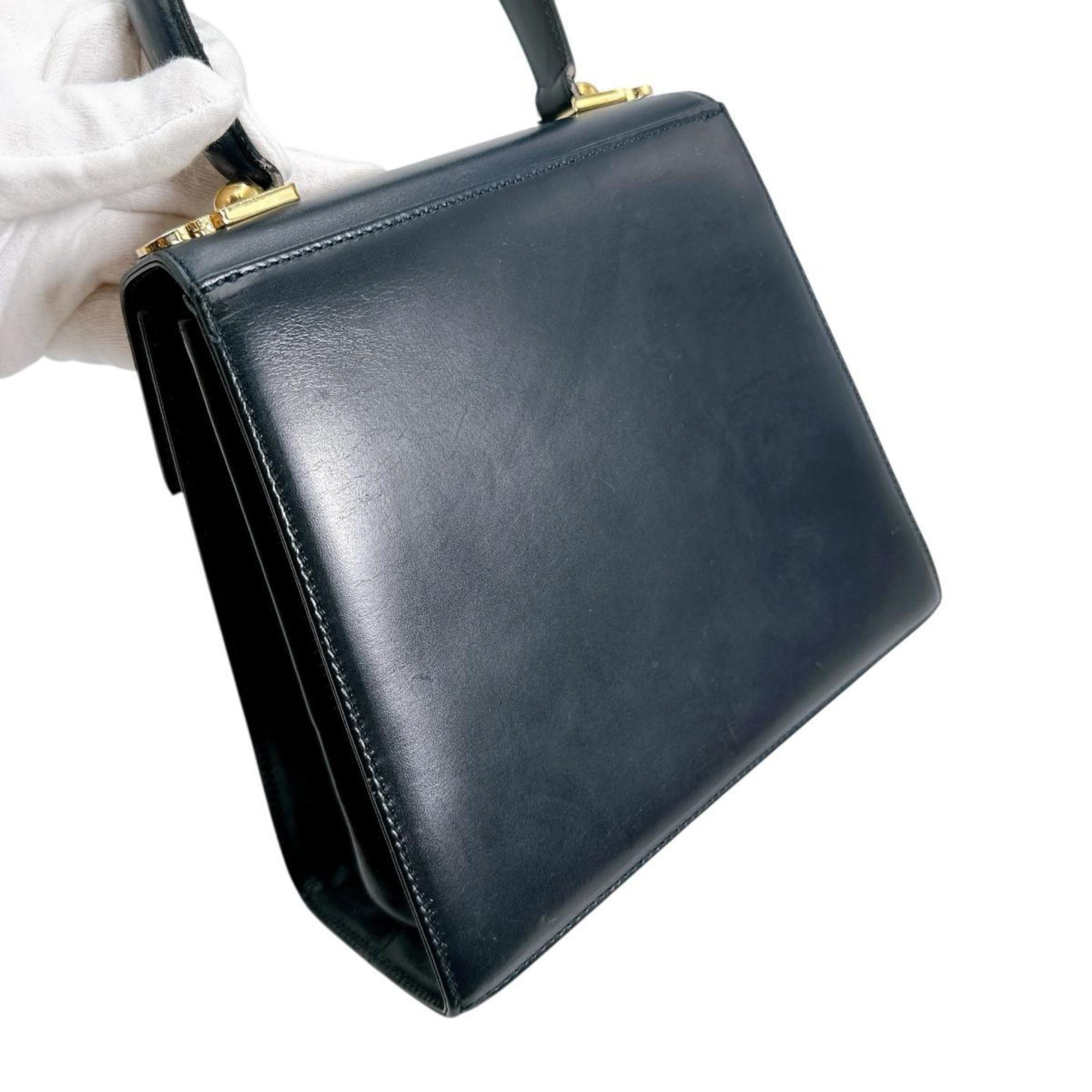 Salvatore Ferragamo Black Leather Handbag Shoulder Bag (Pre-Owned)