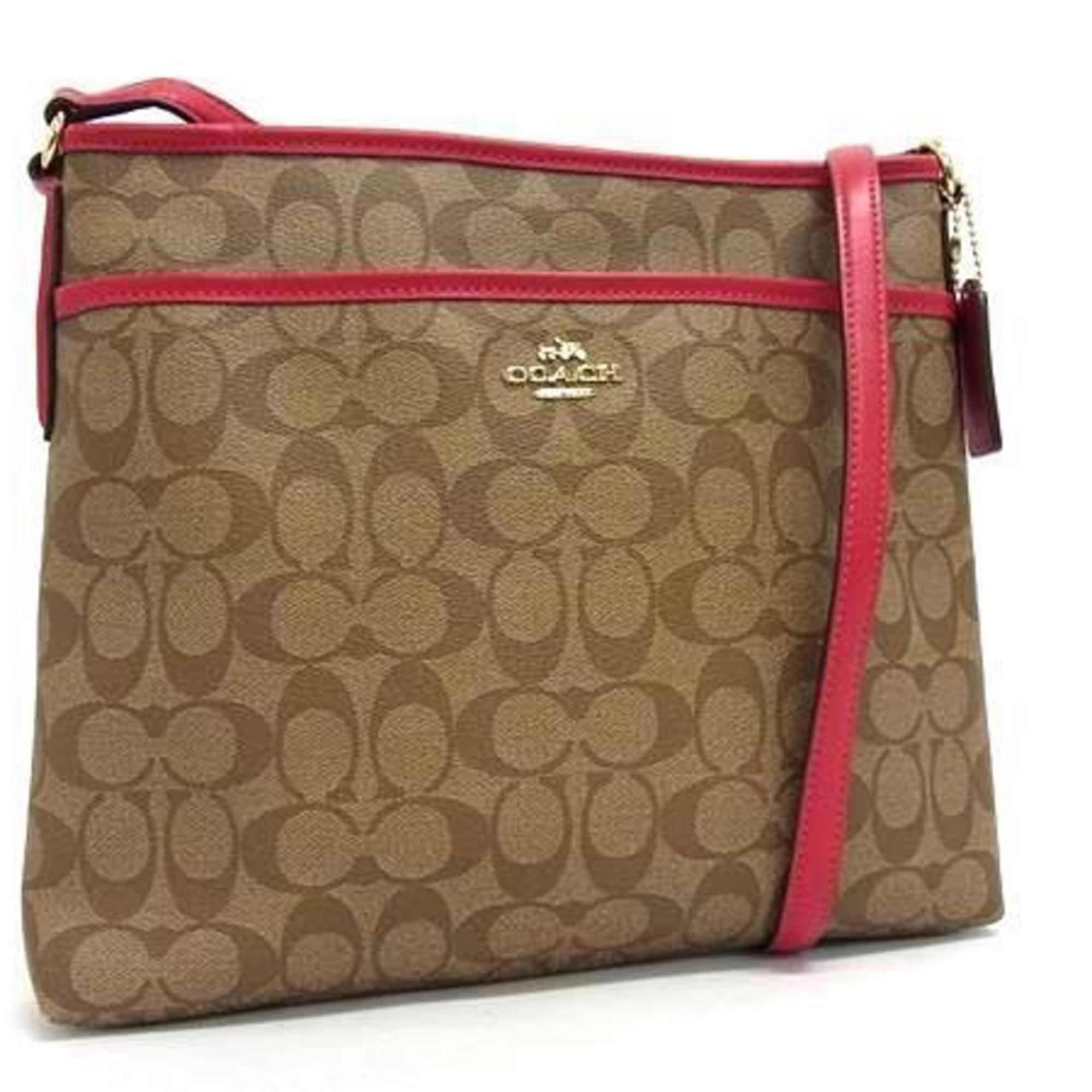 Coach Brown Pink Pvc Leather Shoulder Bag (Pre-Owned)